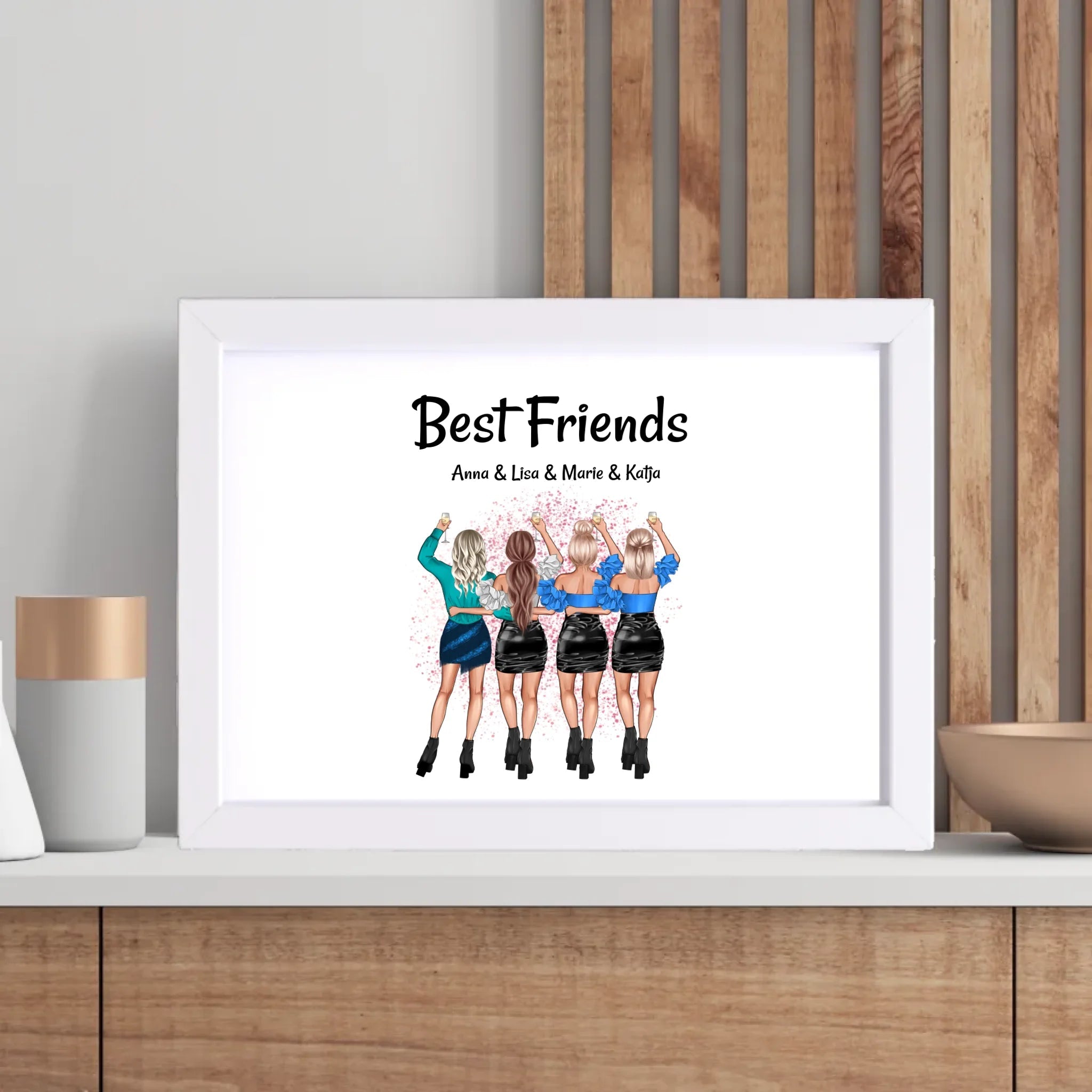 Geschenk 4 Freundinnen Poster personalisiert - Cantty