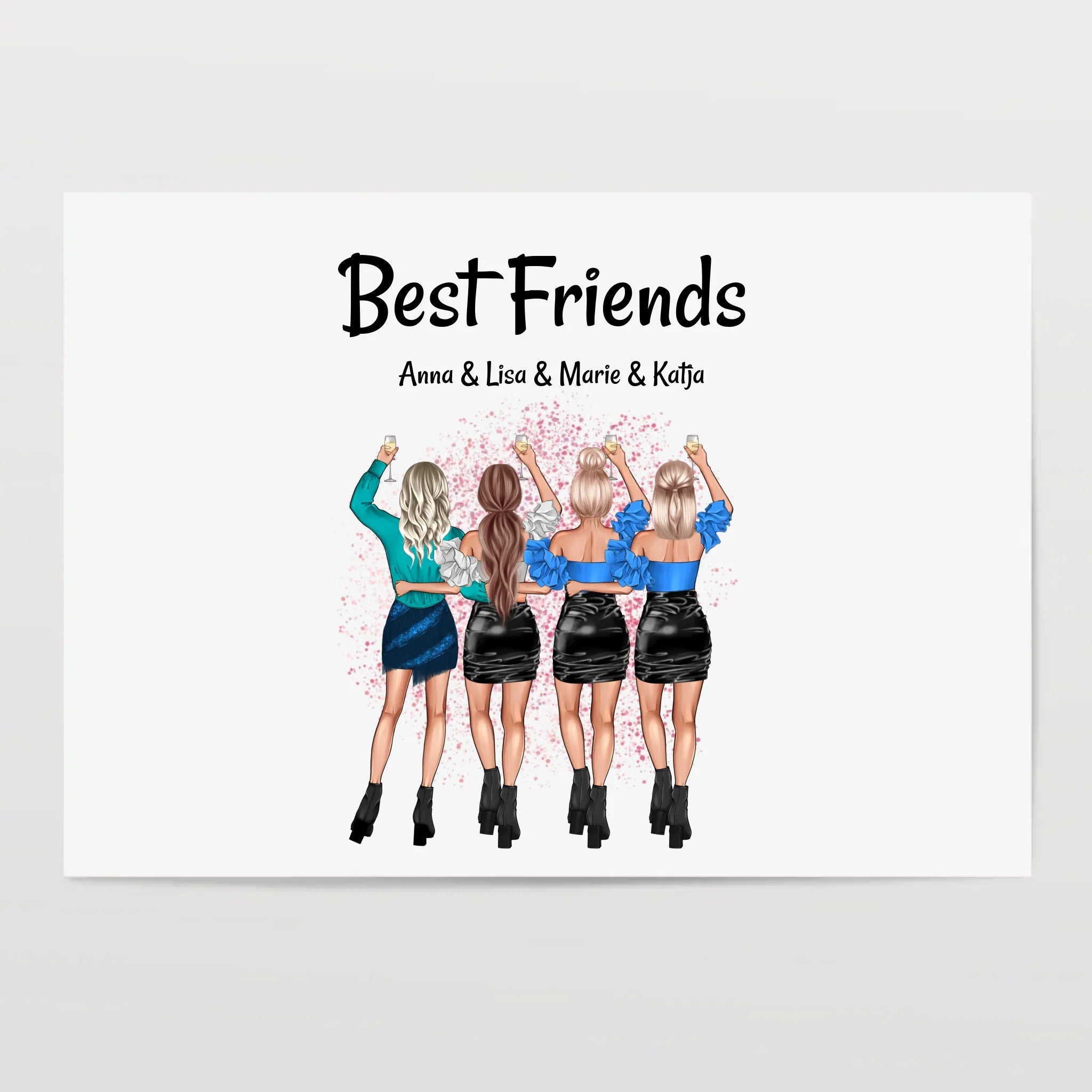 Geschenk 4 Freundinnen Poster personalisiert - Cantty