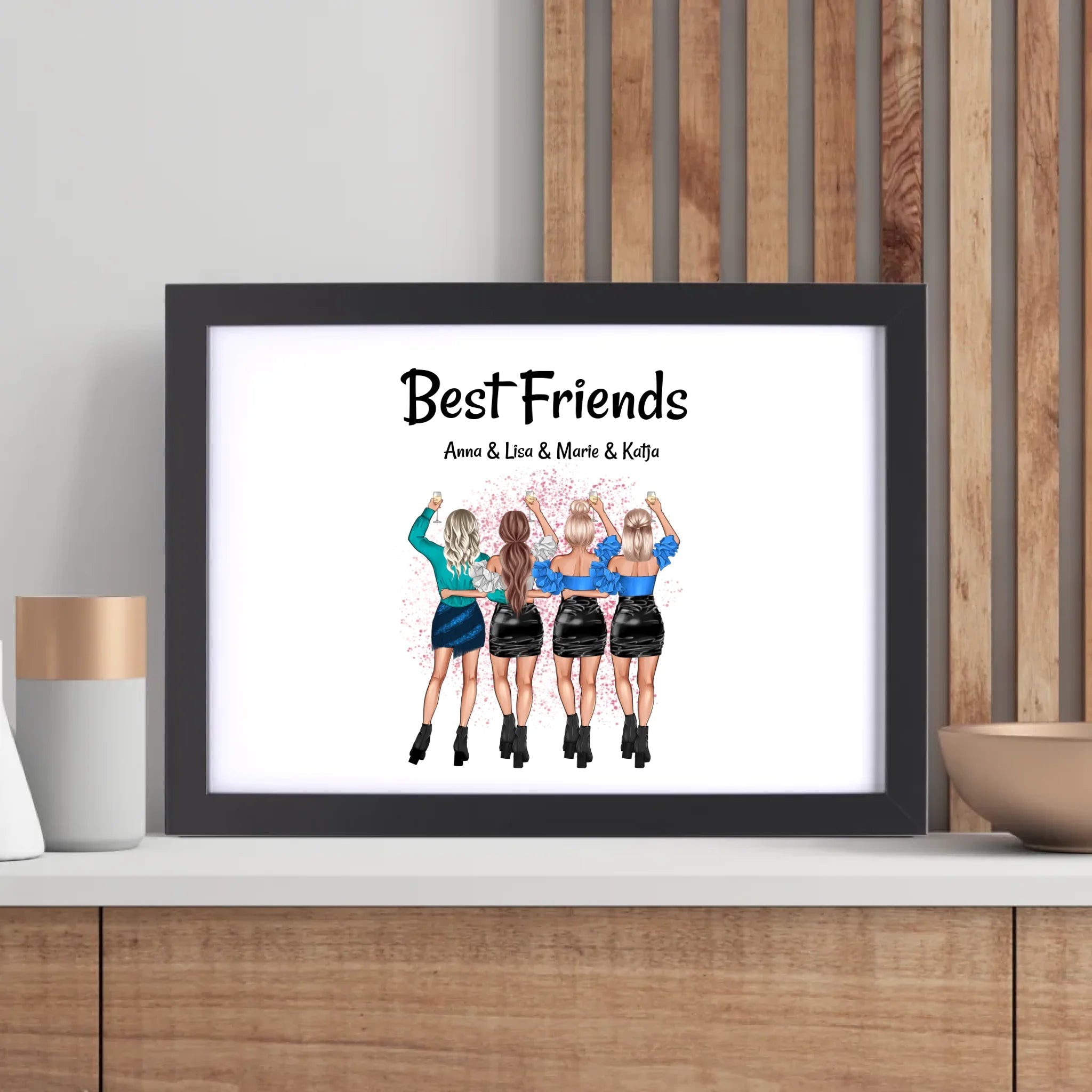 Geschenk 4 Freundinnen Poster personalisiert - Cantty