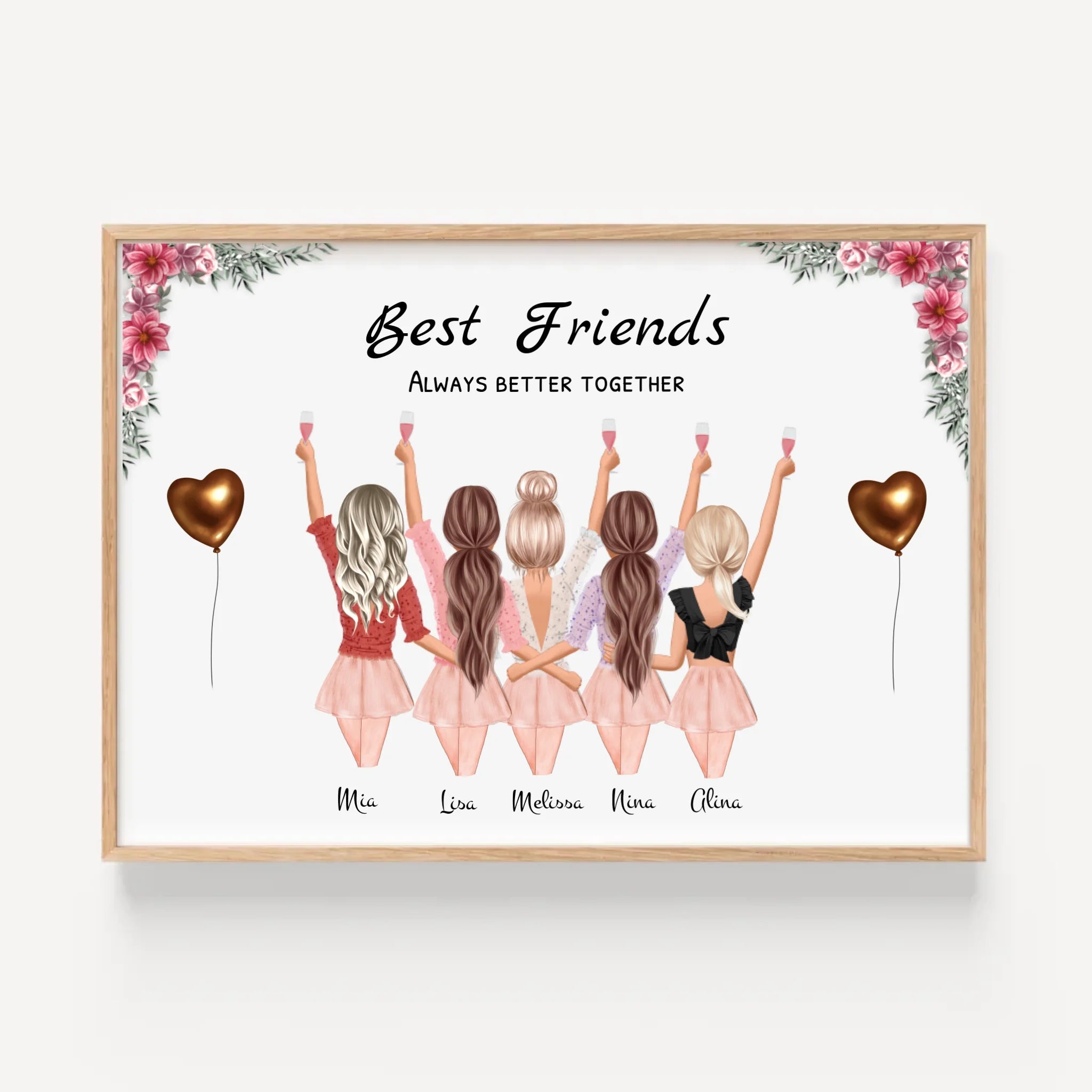 Geschenk 5 Freundinnen Poster personalisiert - Cantty