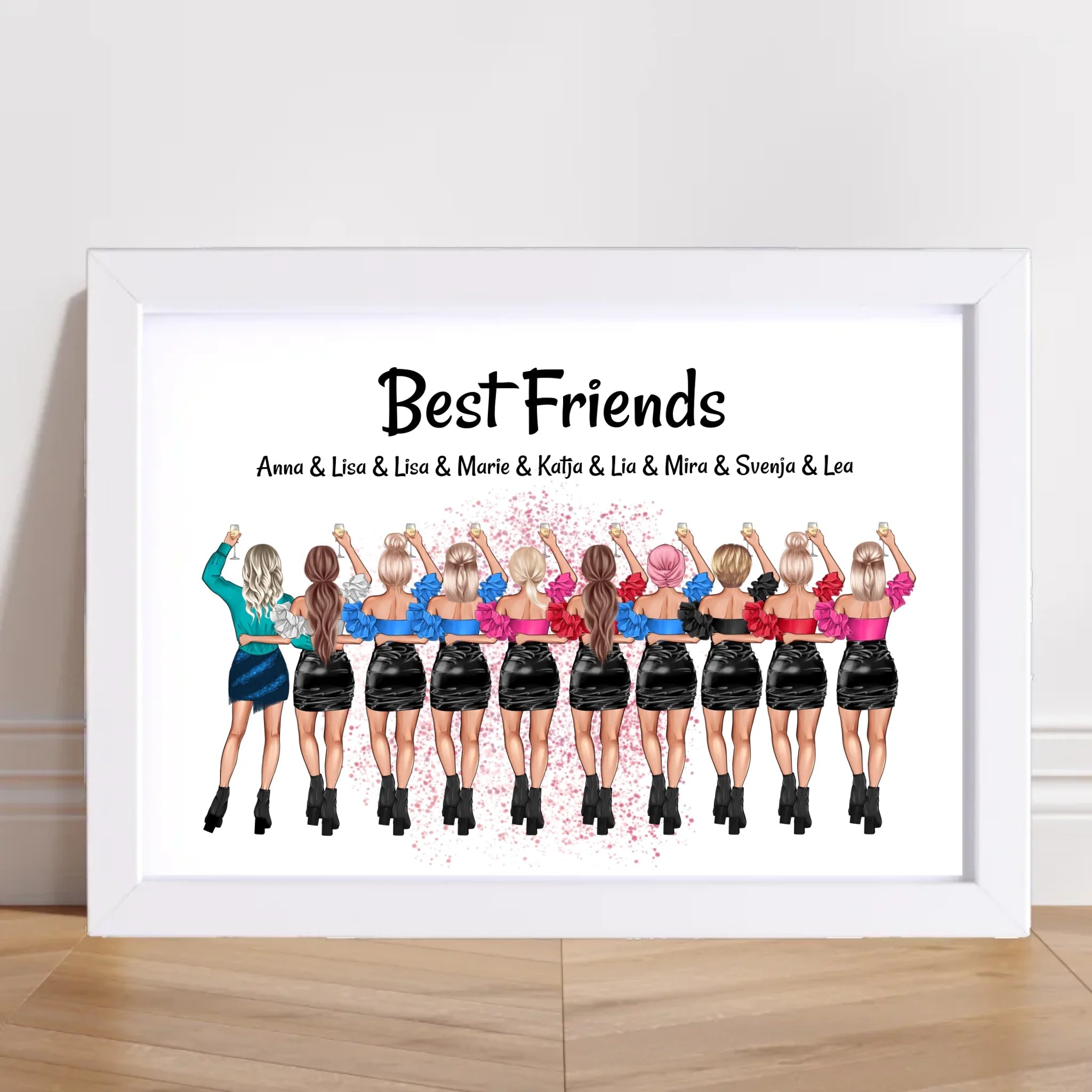Geschenk Beste Freundin Poster personalisiert für 10 Personen - Cantty