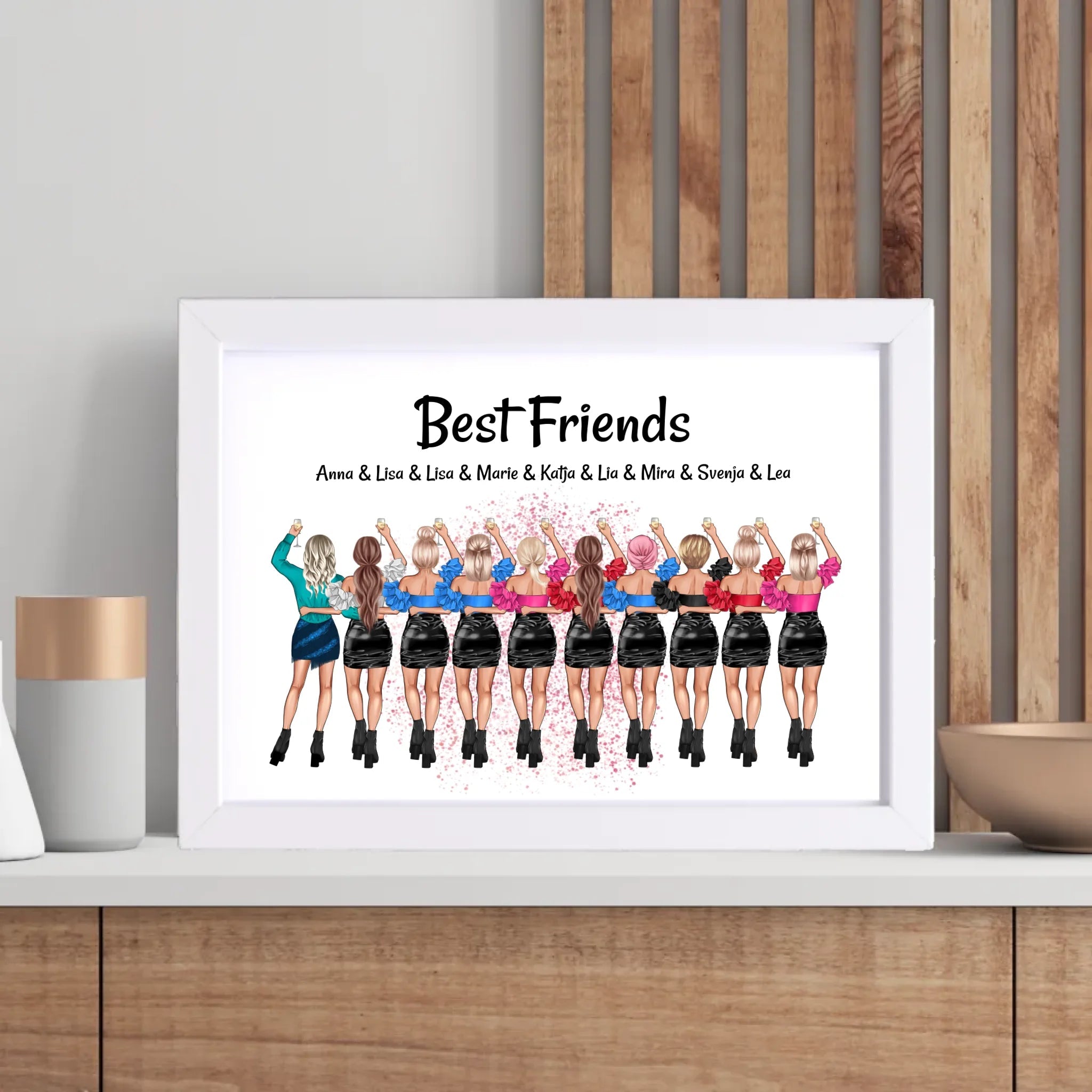 Geschenk Beste Freundin Poster personalisiert für 10 Personen - Cantty