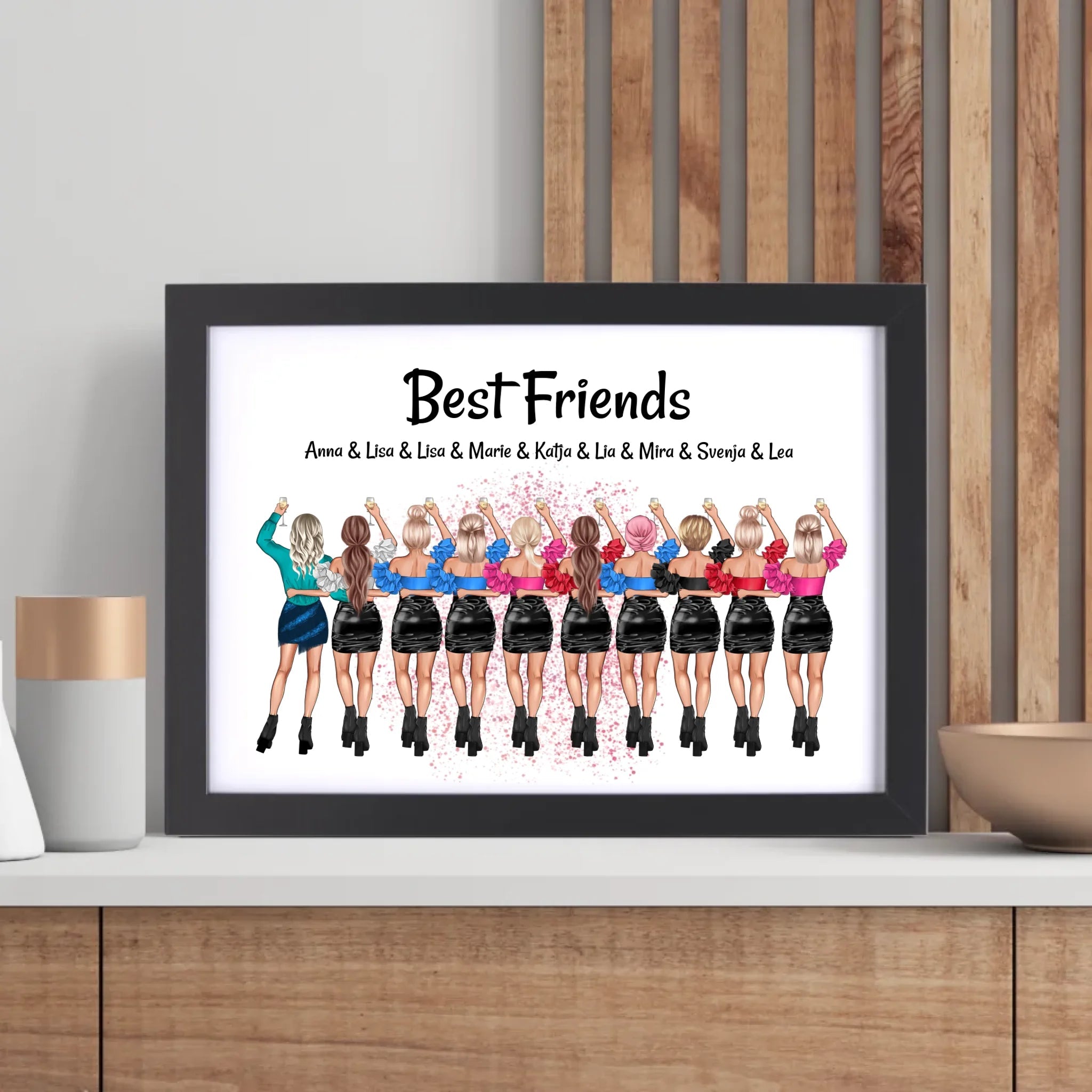 Geschenk Beste Freundin Poster personalisiert für 10 Personen - Cantty