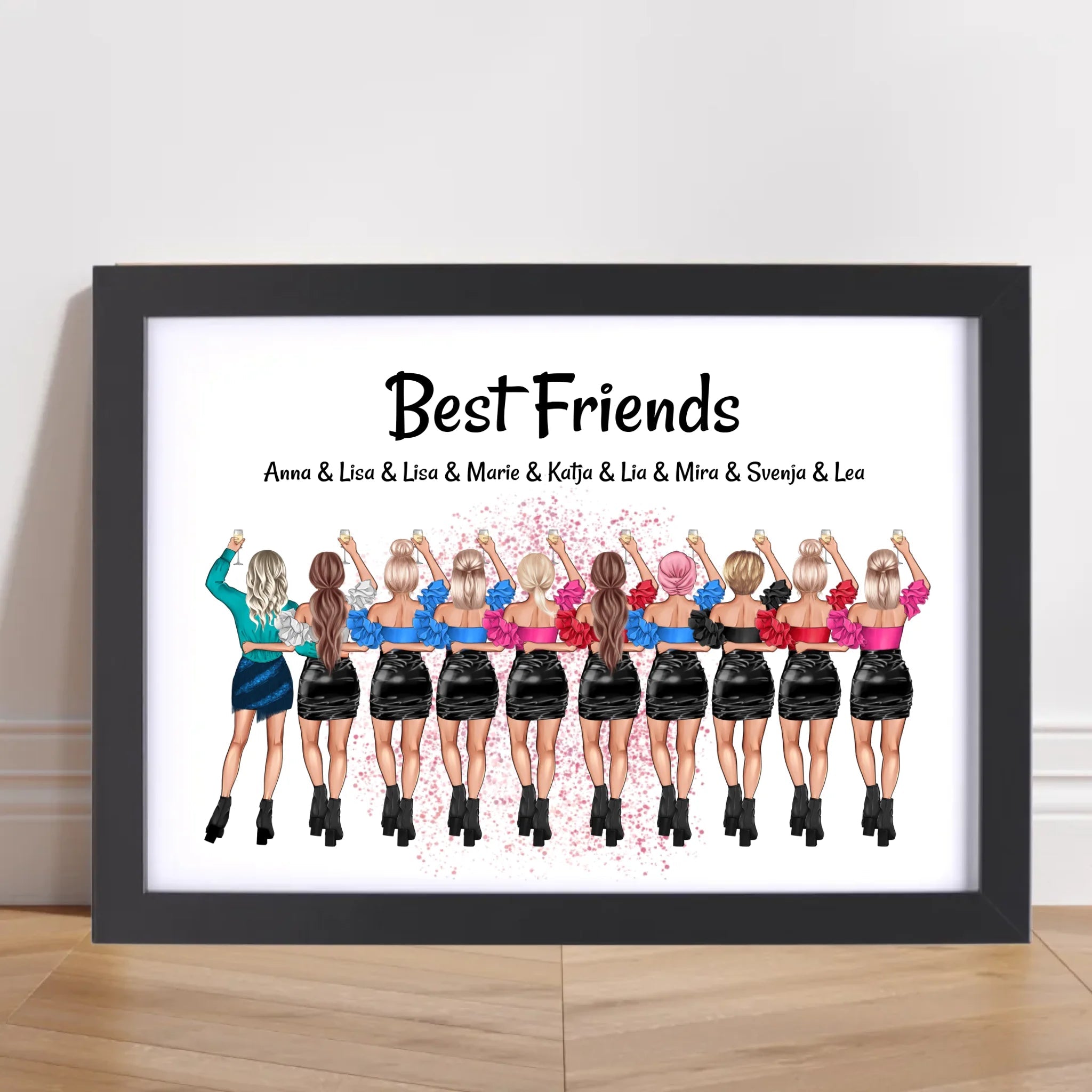 Geschenk Beste Freundin Poster personalisiert für 10 Personen - Cantty