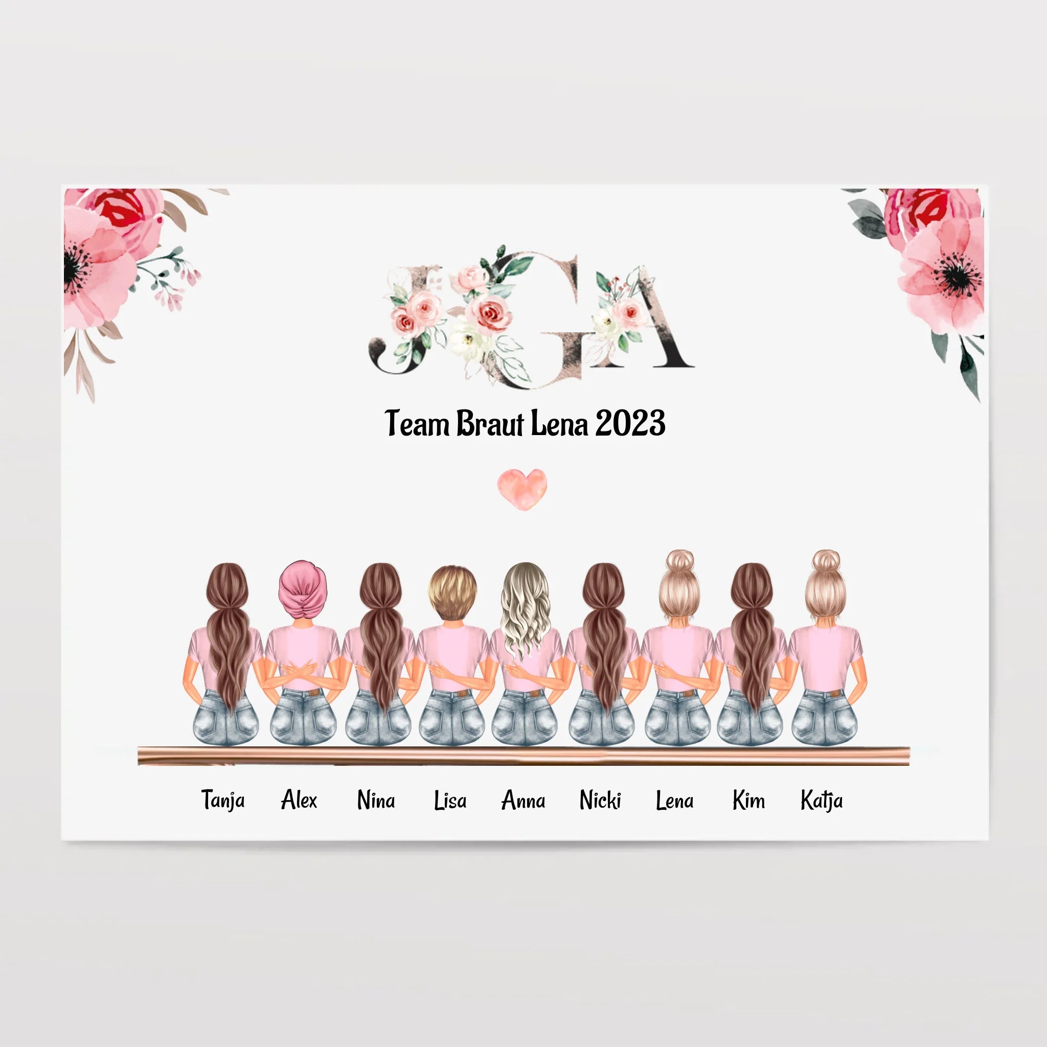 Geschenk Bild für 9 Freundinnen personalisiert - Cantty