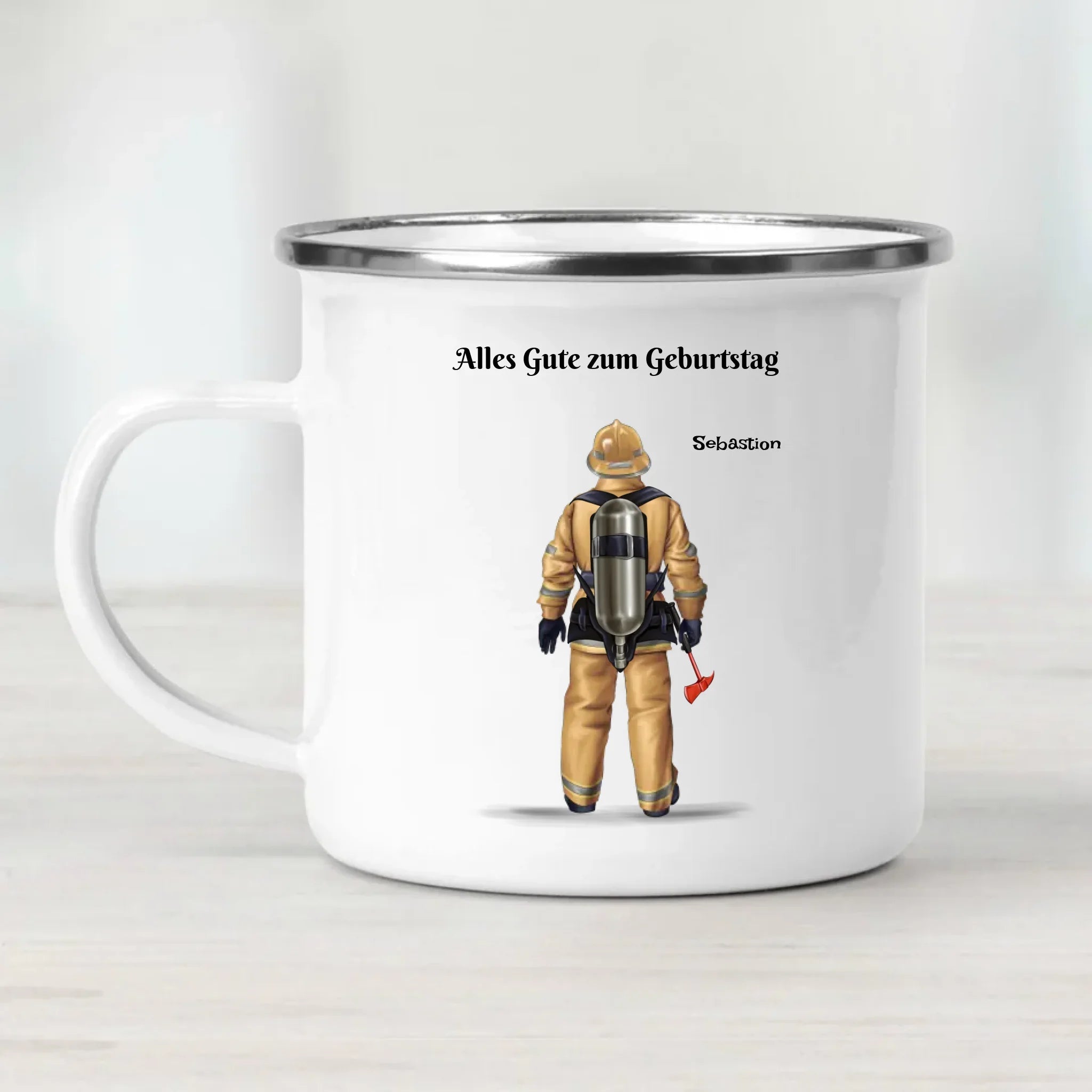 Geschenk Feuerwehrmann Tasse zum Geburtstag personalisiert - Cantty