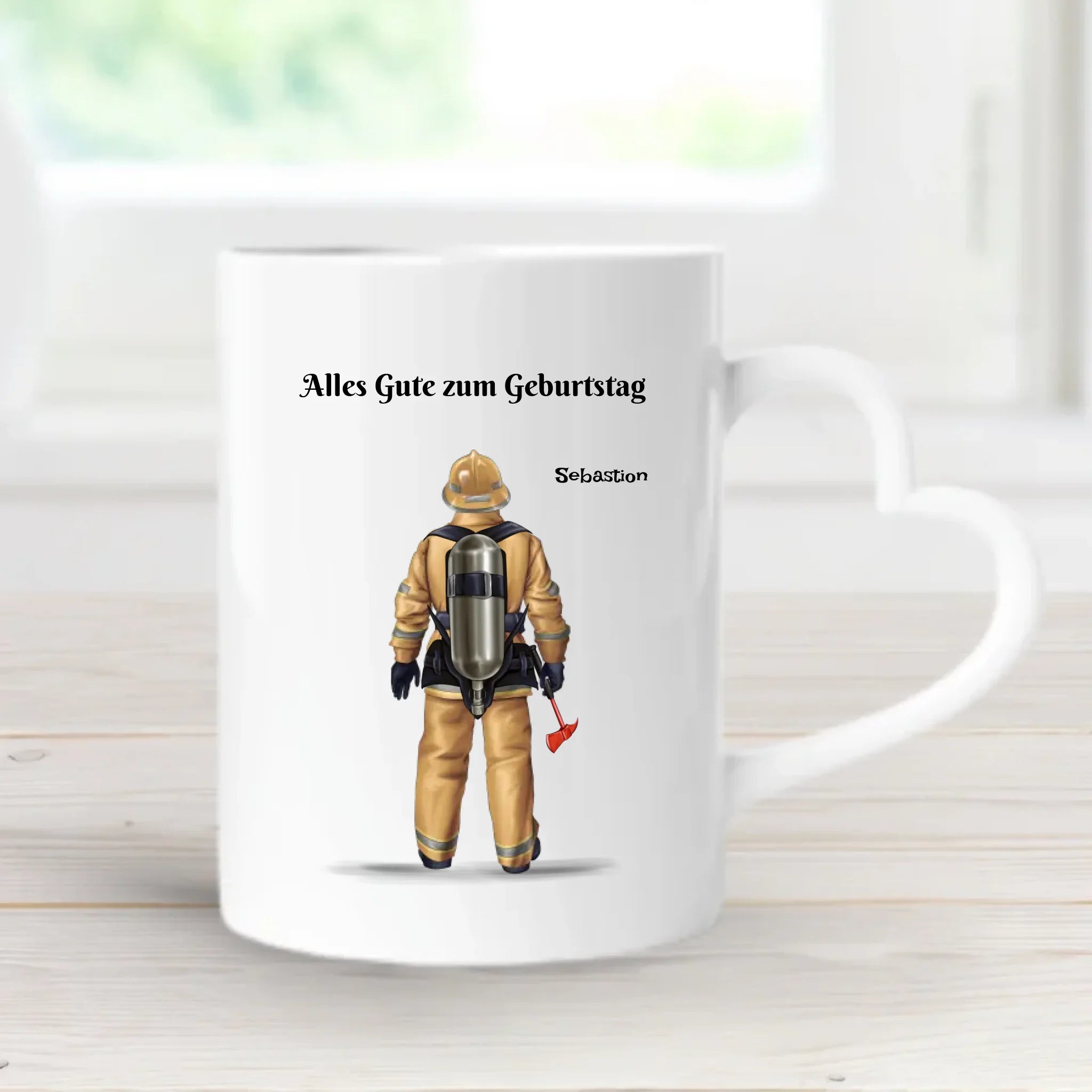 Geschenk Feuerwehrmann Tasse zum Geburtstag personalisiert - Cantty