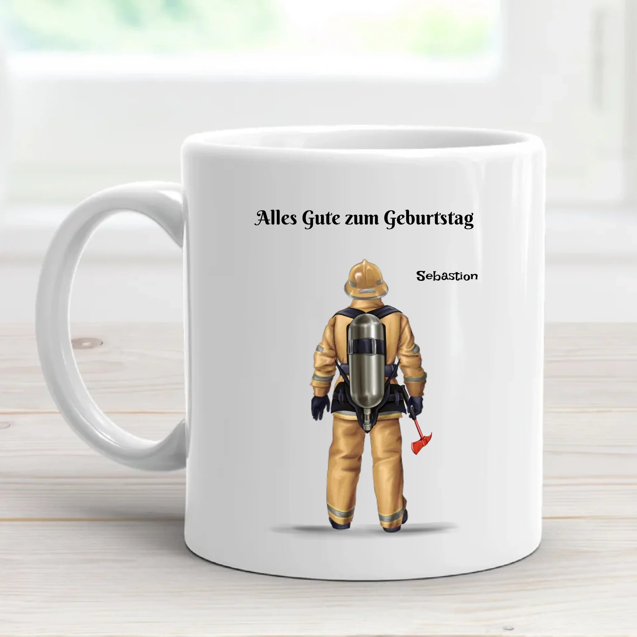 Geschenk Feuerwehrmann Tasse zum Geburtstag personalisiert - Cantty
