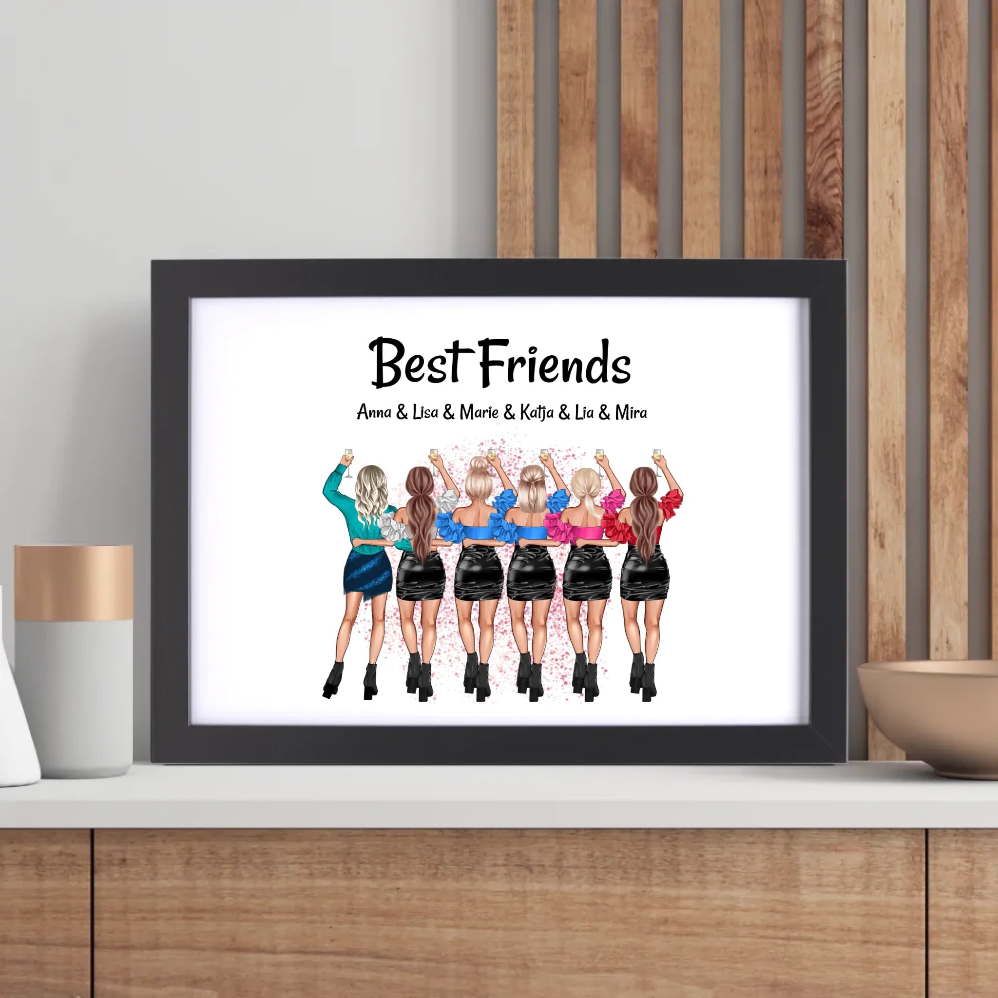 Geschenk für 6 Freundinnen Poster & Bild personalisiert - Cantty