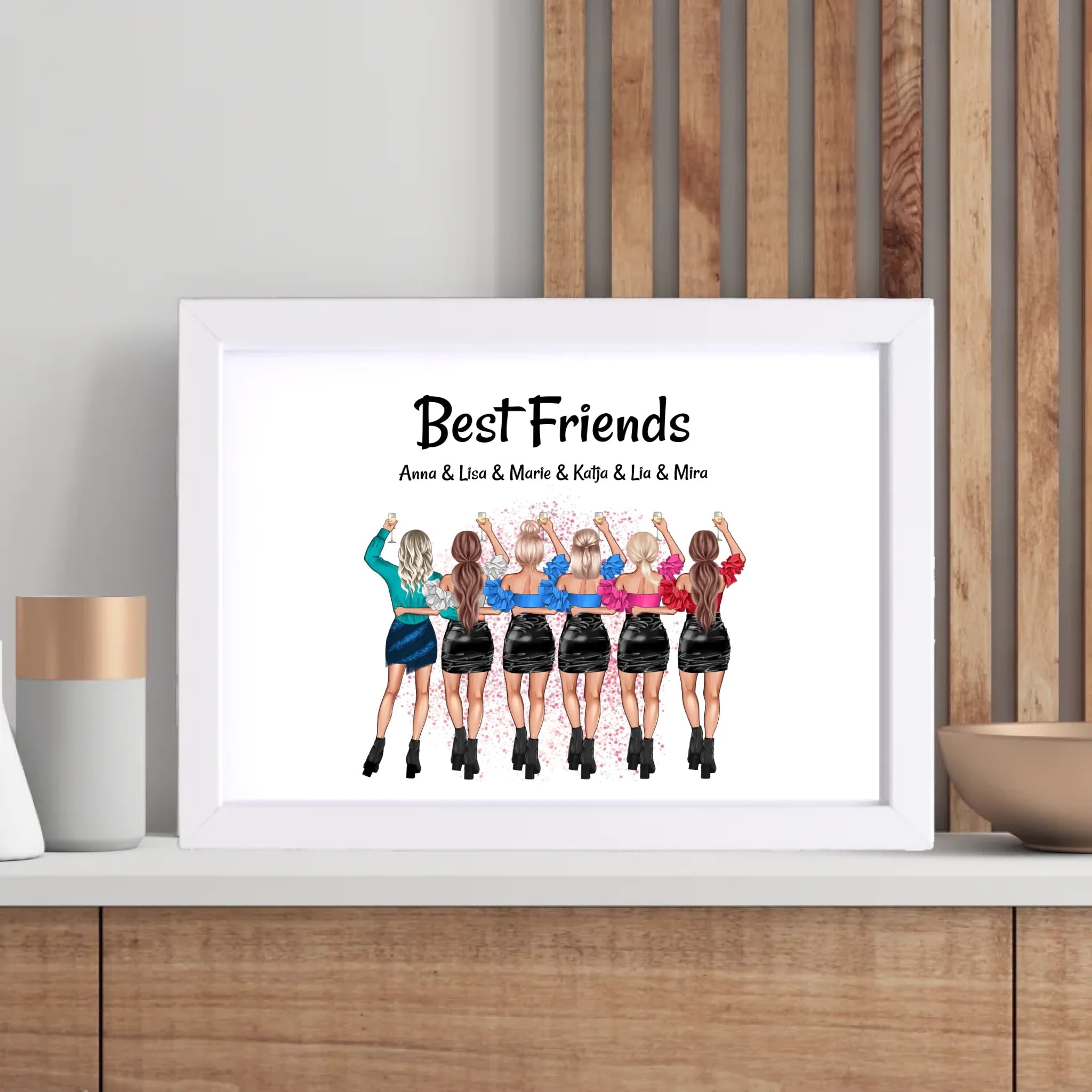 Geschenk für 6 Freundinnen Poster & Bild personalisiert - Cantty