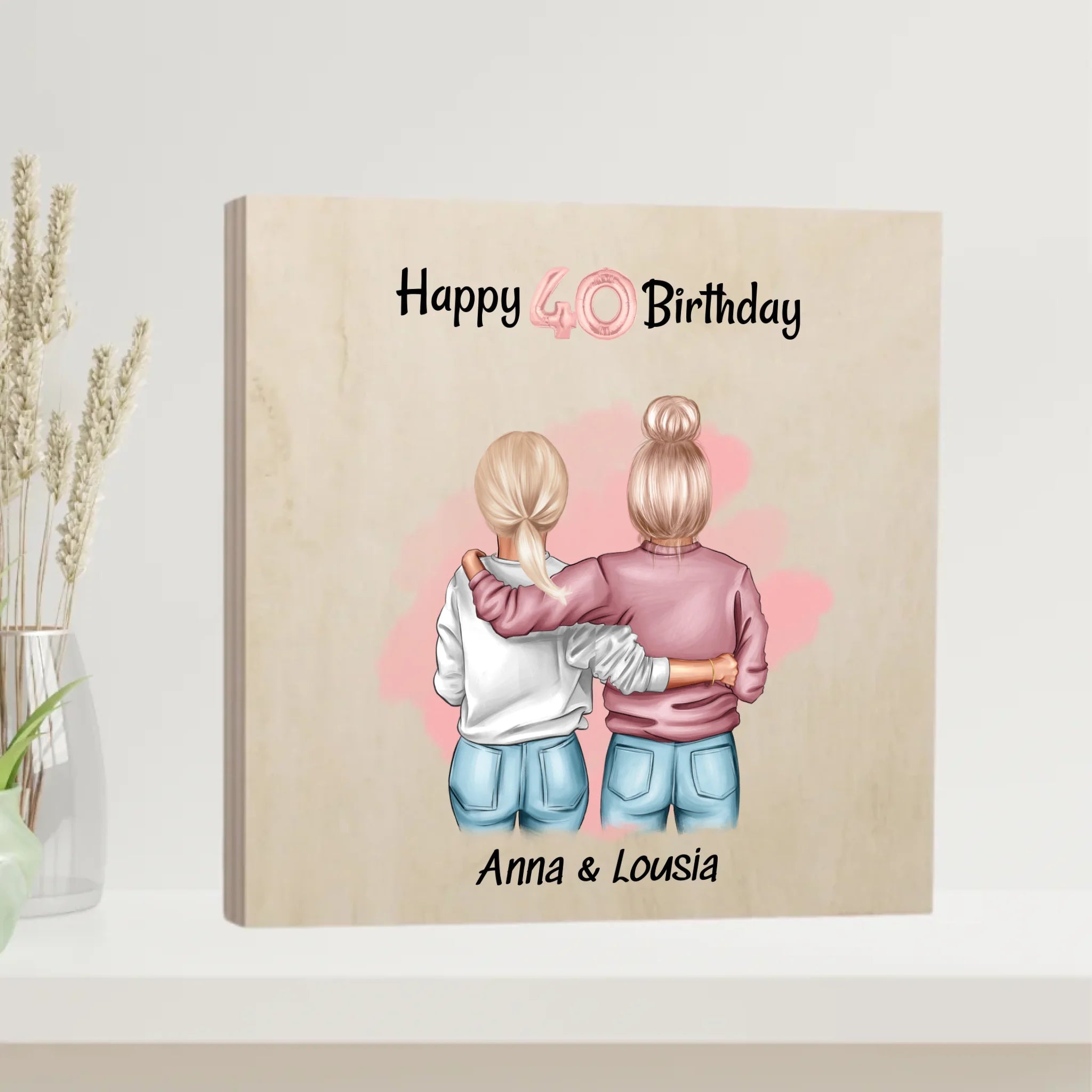 Geschenk für beste Freundin zum Geburtstag: Holzdruckbild personalisiert - Cantty