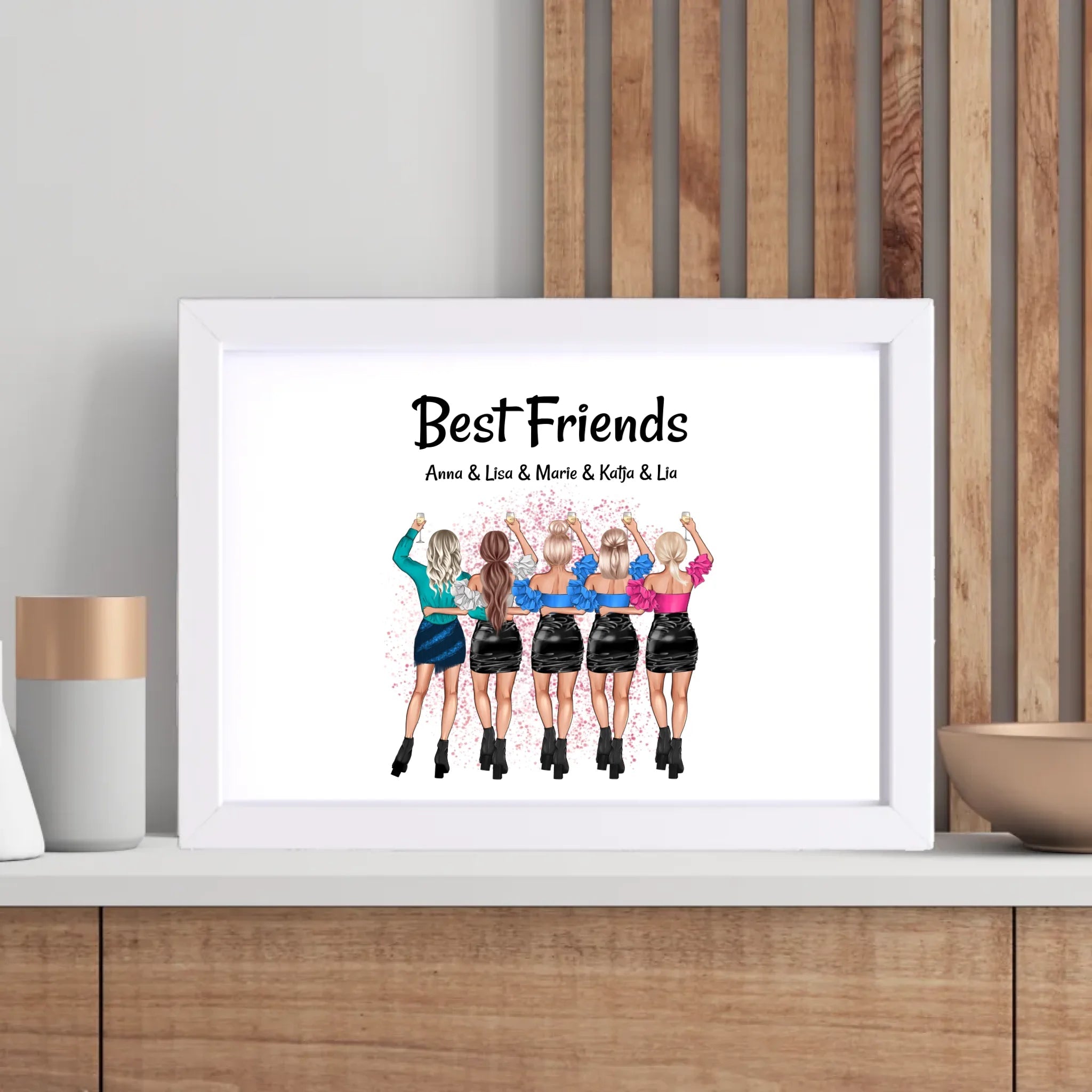 Geschenk Idee für 5 Freundinnen Poster personalisiert - Cantty