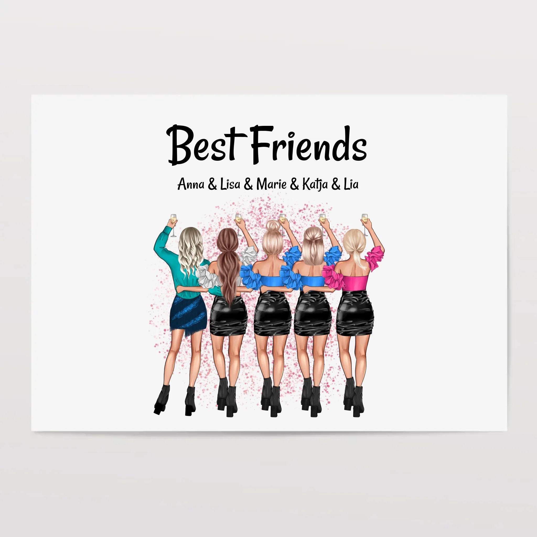 Geschenk Idee für 5 Freundinnen Poster personalisiert - Cantty
