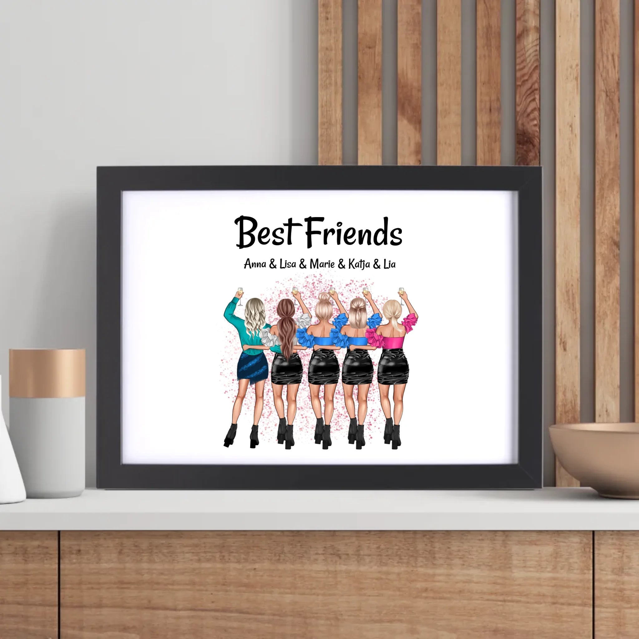 Geschenk Idee für 5 Freundinnen Poster personalisiert - Cantty