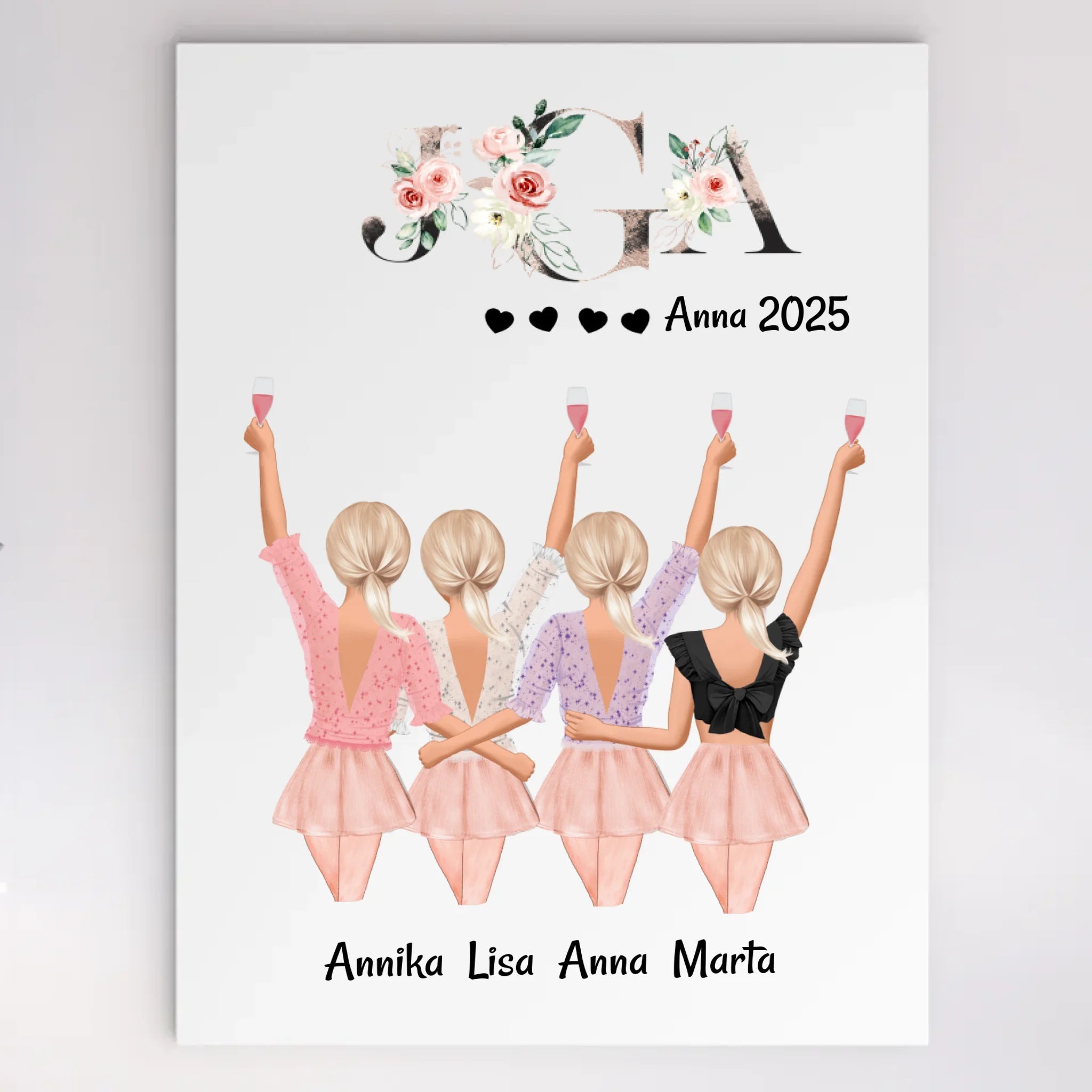 Geschenk JGA Bild Acrylglas für 4 Freundinnen - Cantty