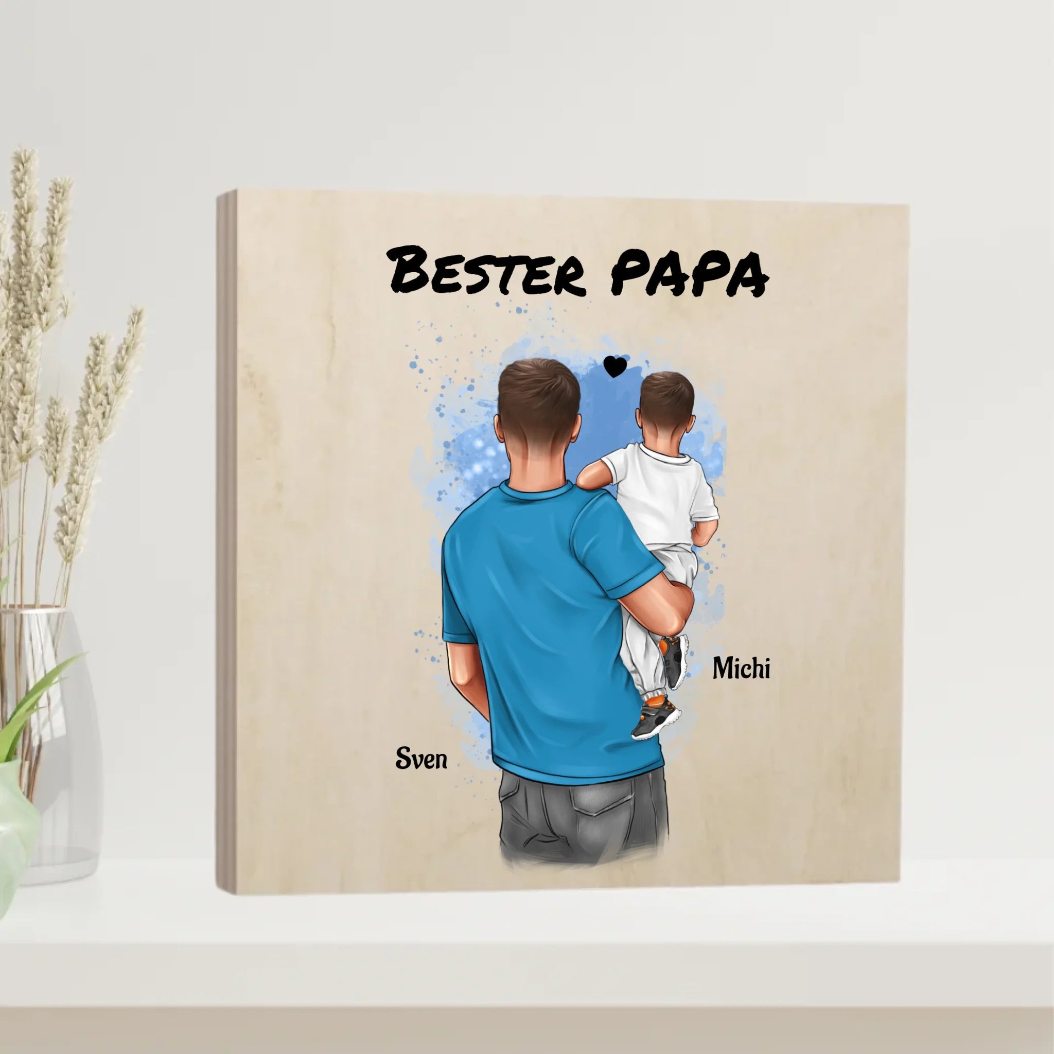 Geschenk Papa von kleinen Sohn Holzbild personalisiert - Cantty