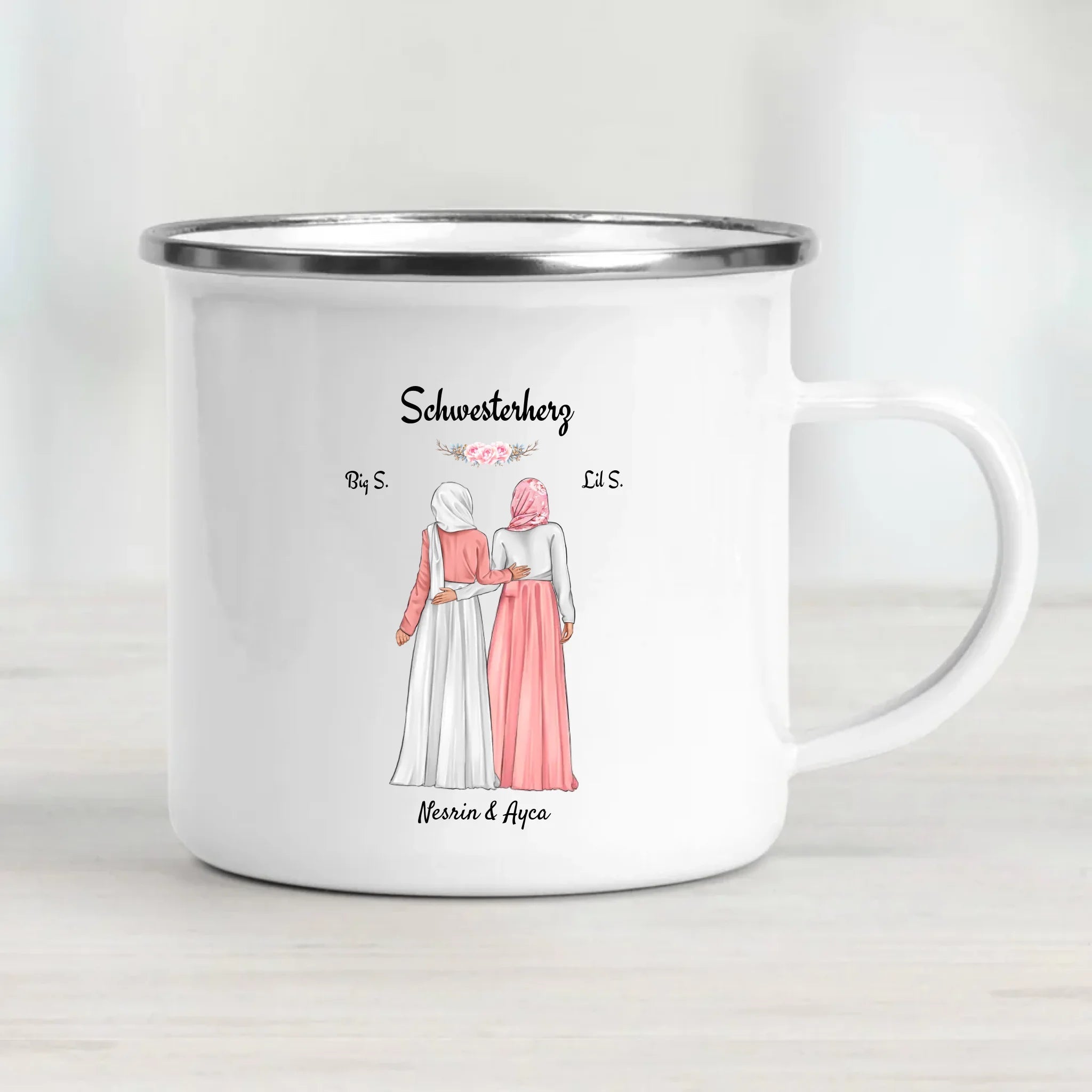 Geschenk Tasse für Schwester mit muslimischer Kleidung Kopftuch - Cantty
