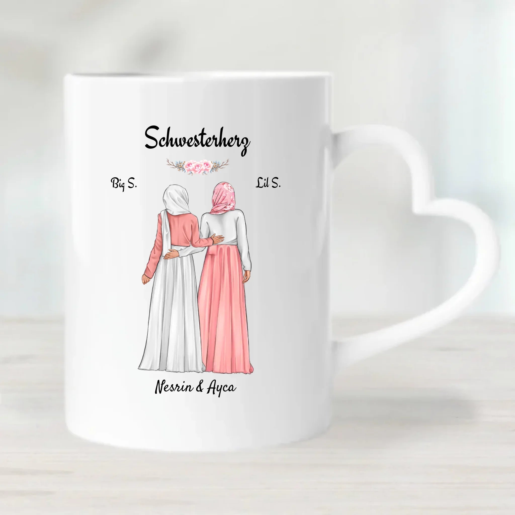Geschenk Tasse für Schwester mit muslimischer Kleidung Kopftuch - Cantty