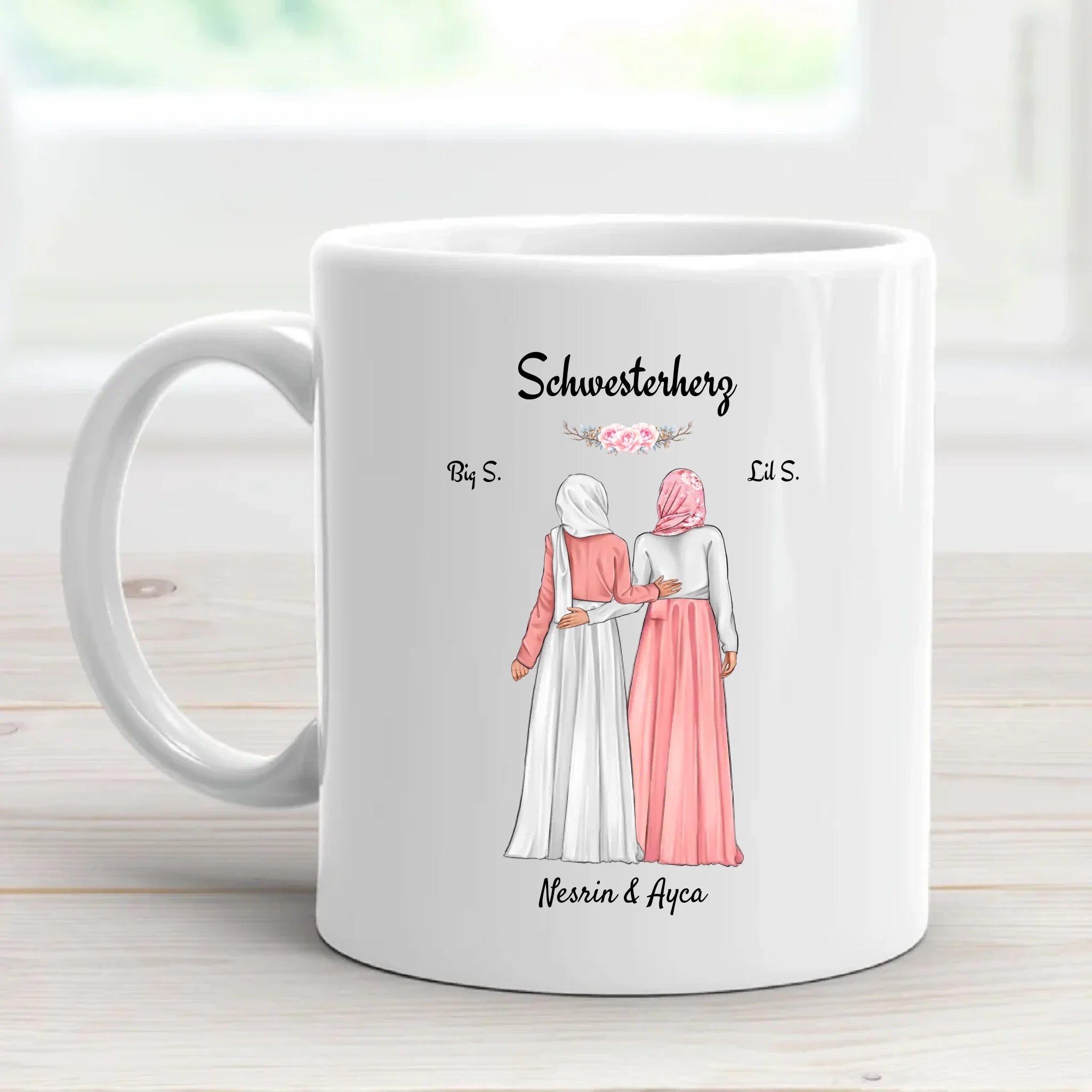 Geschenk Tasse für Schwester mit muslimischer Kleidung Kopftuch - Cantty