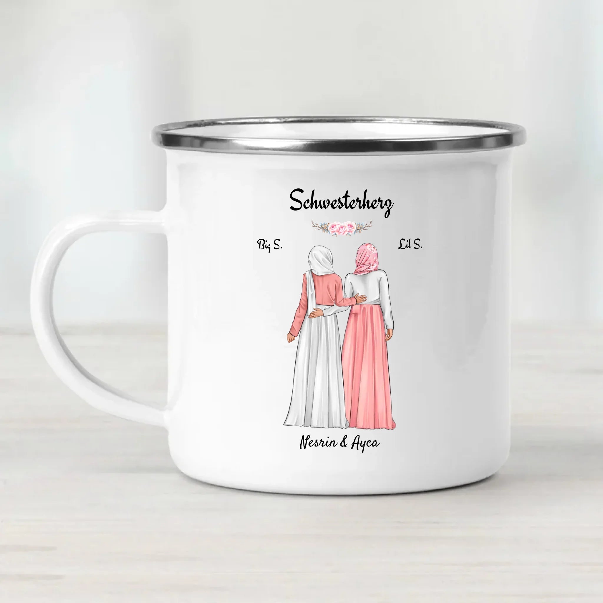 Geschenk Tasse für Schwester mit muslimischer Kleidung Kopftuch - Cantty