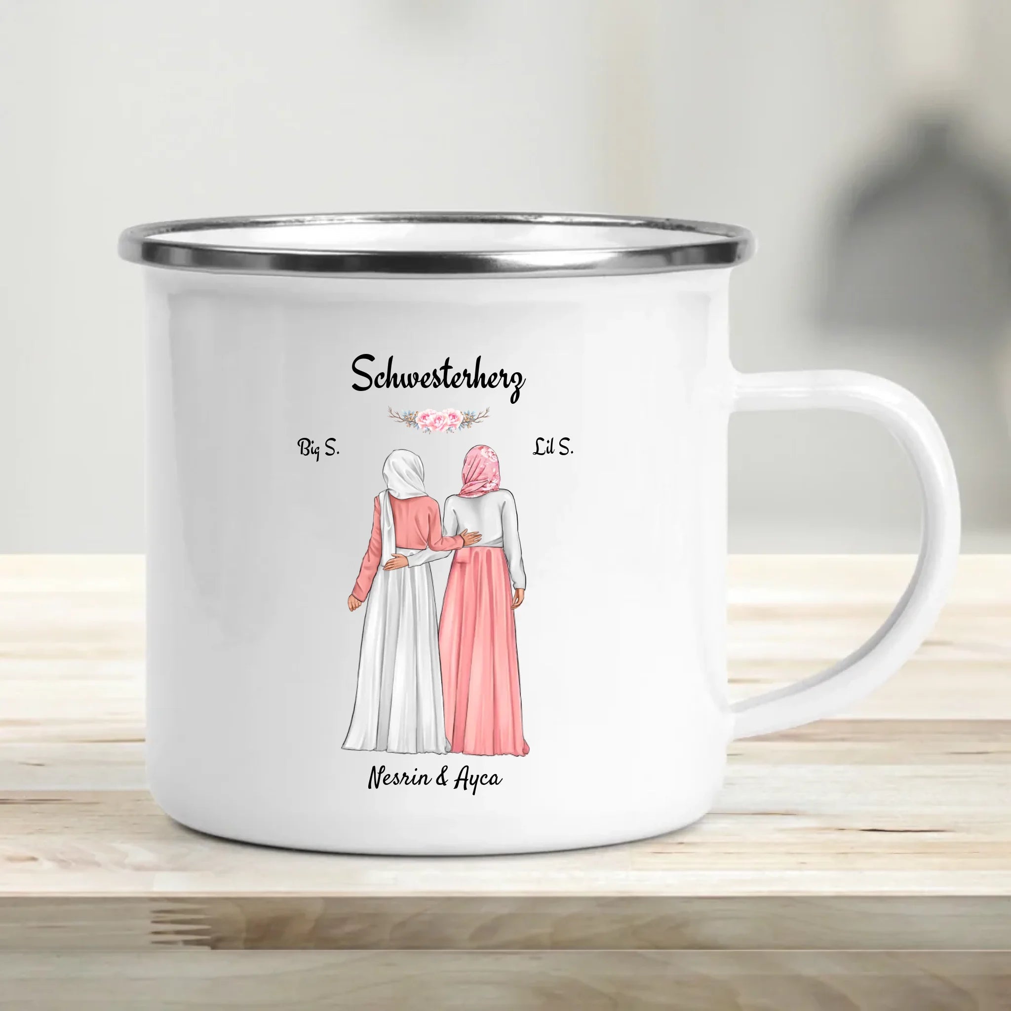 Geschenk Tasse für Schwester mit muslimischer Kleidung Kopftuch - Cantty