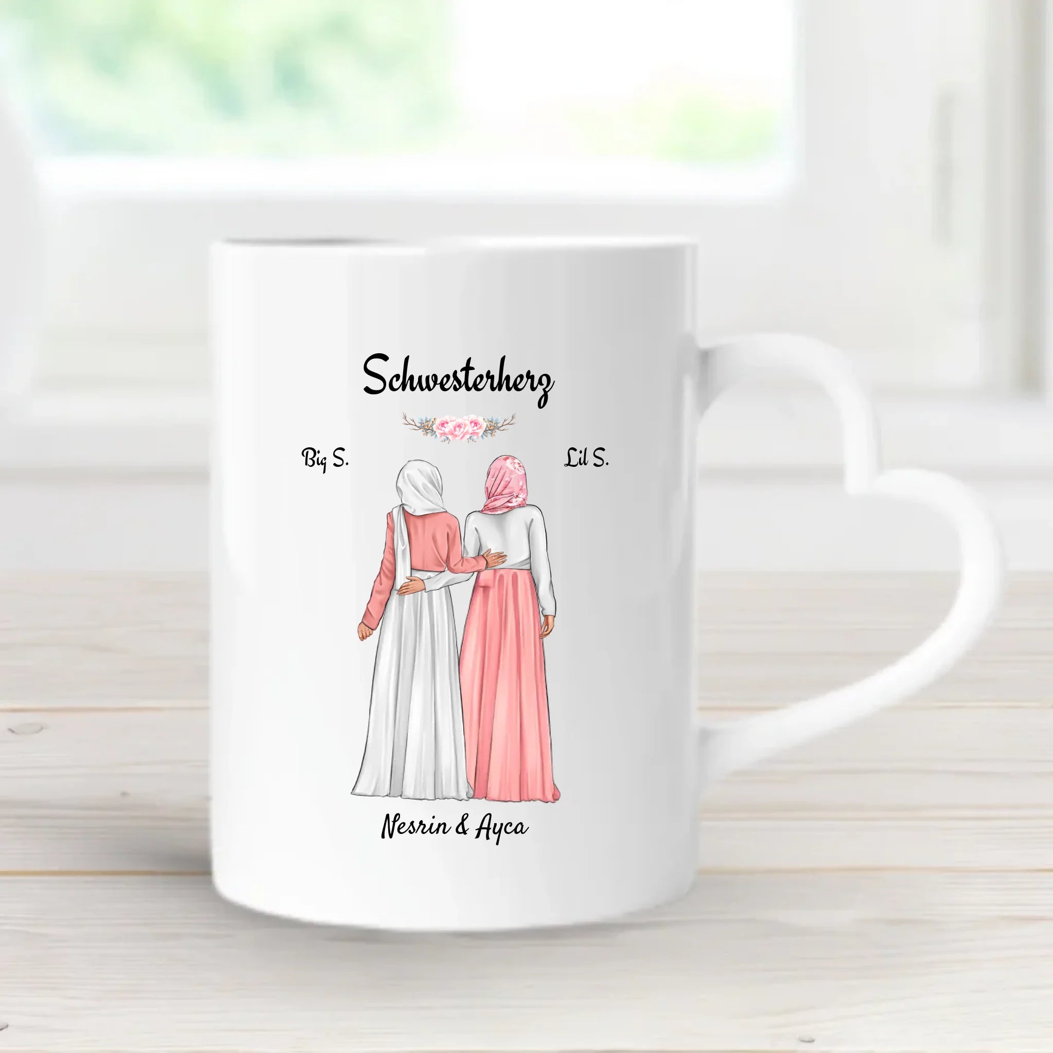 Geschenk Tasse für Schwester mit muslimischer Kleidung Kopftuch - Cantty