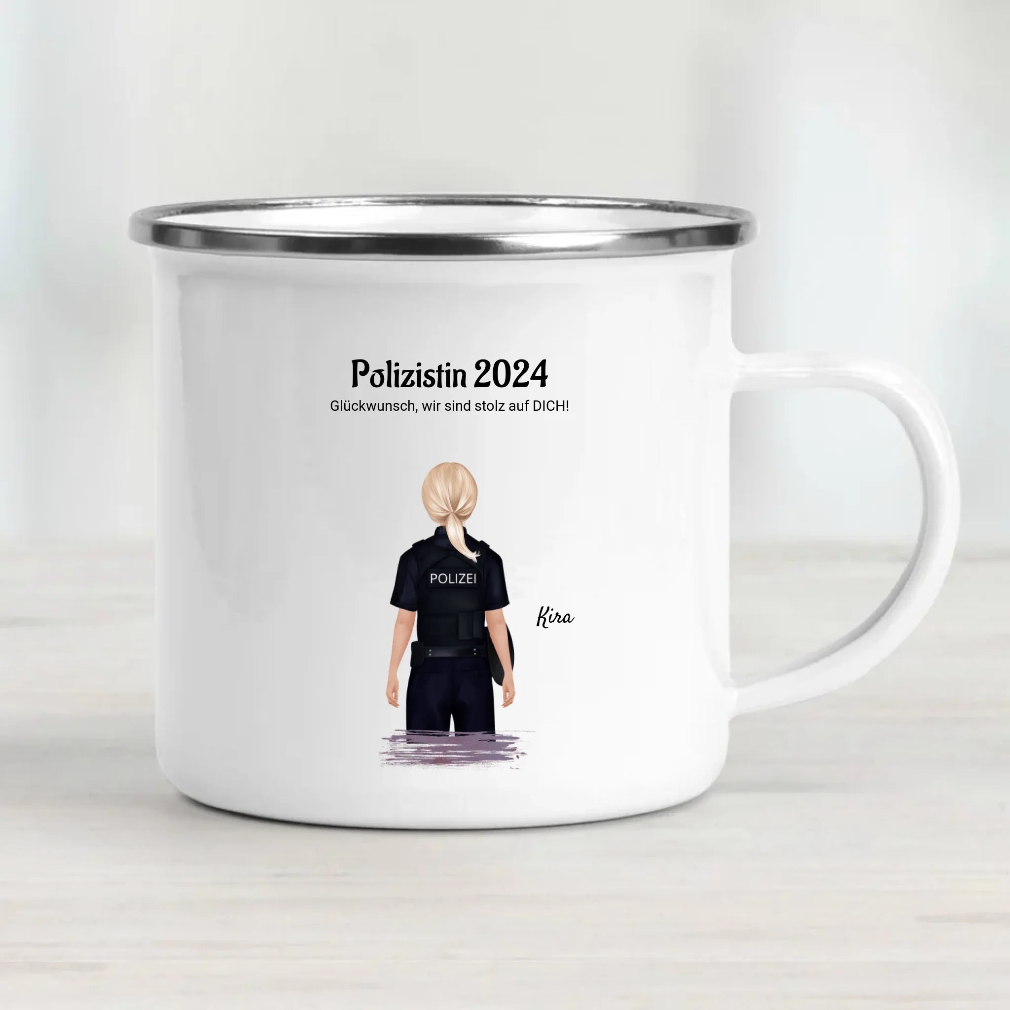 Geschenk Tasse zur bestandenen Prüfung Polizistin personalisiert - Cantty