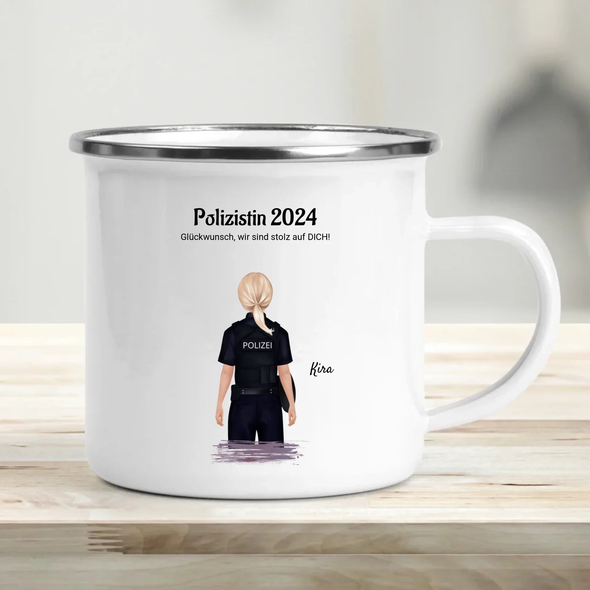 Geschenk Tasse zur bestandenen Prüfung Polizistin personalisiert - Cantty