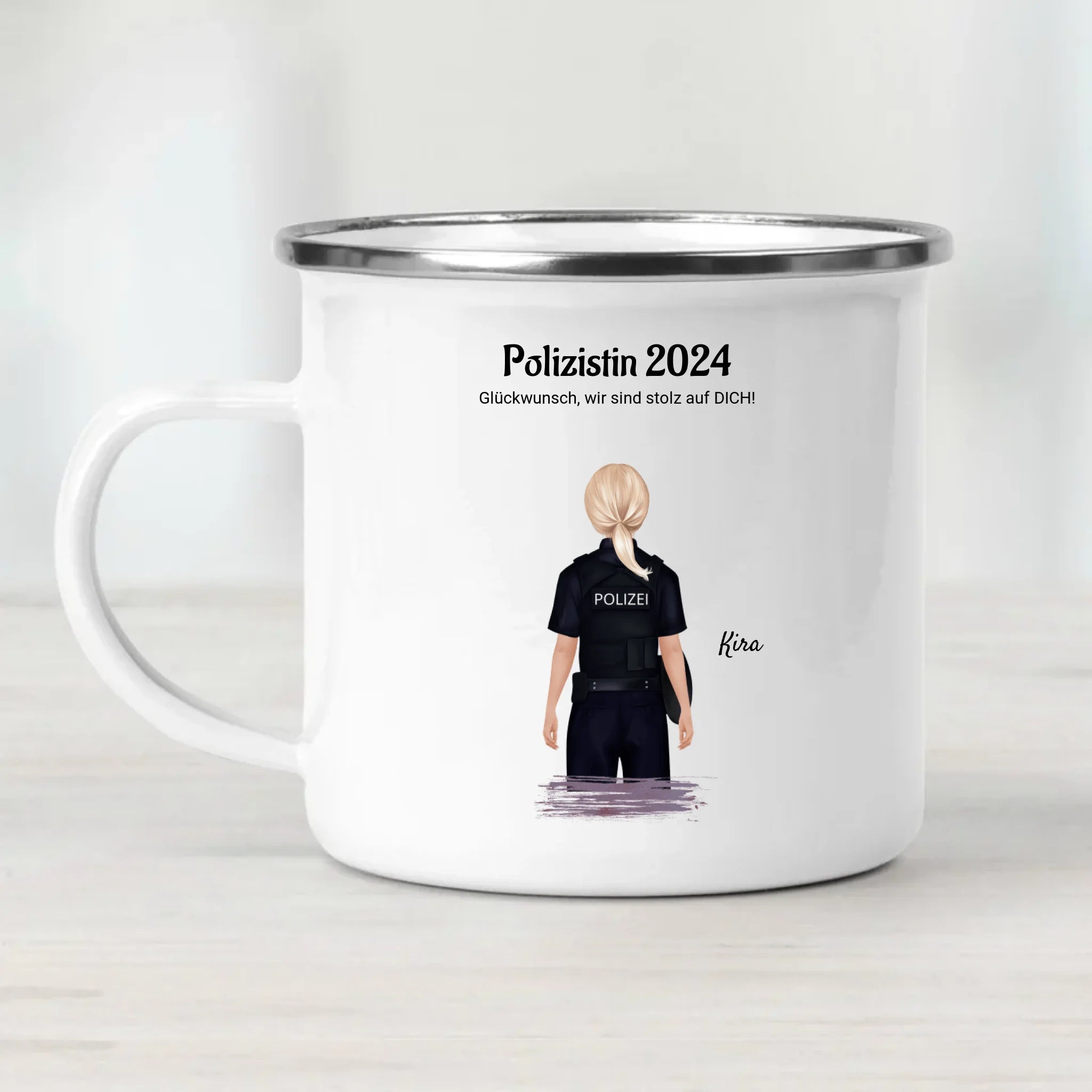 Geschenk Tasse zur bestandenen Prüfung Polizistin personalisiert - Cantty