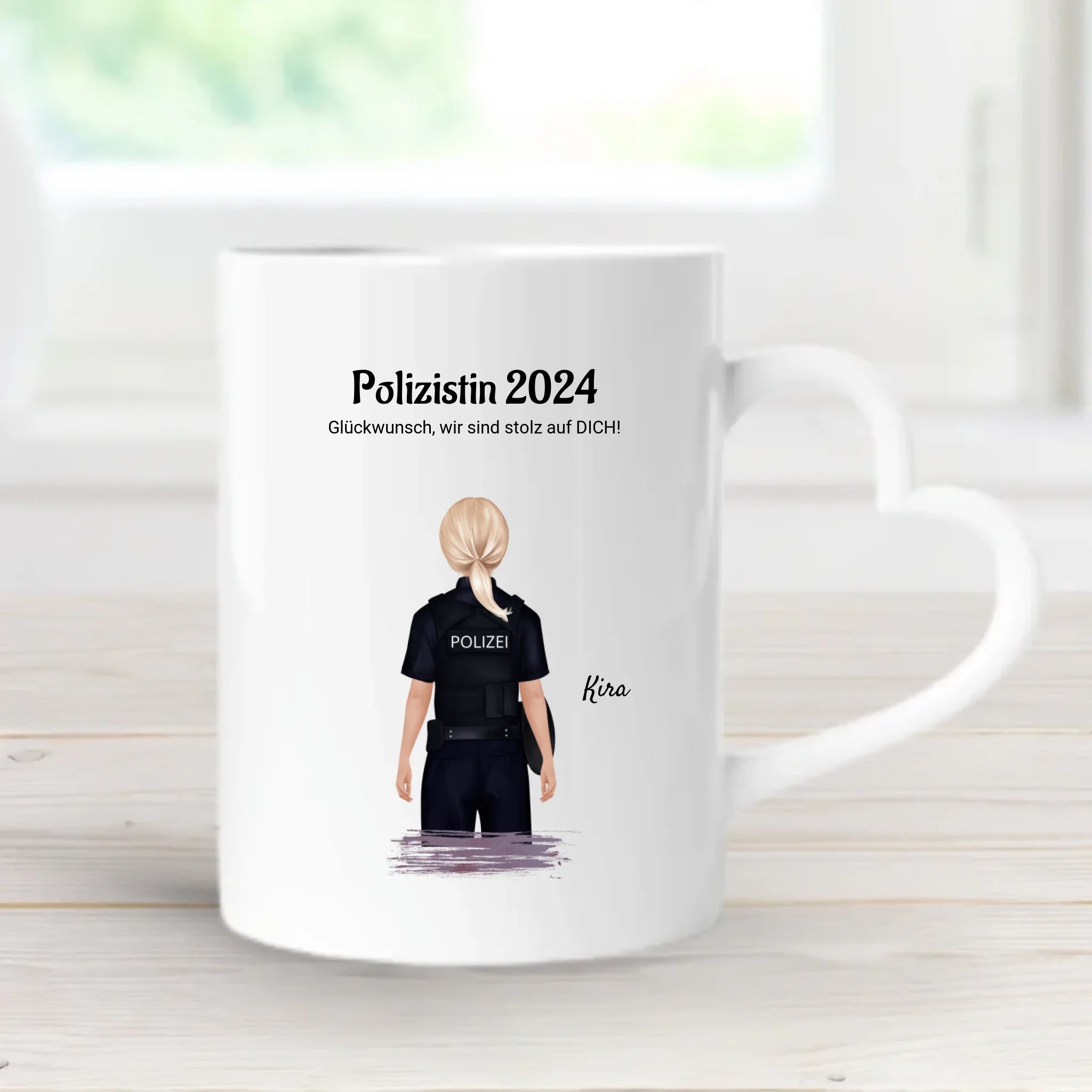 Geschenk Tasse zur bestandenen Prüfung Polizistin personalisiert - Cantty