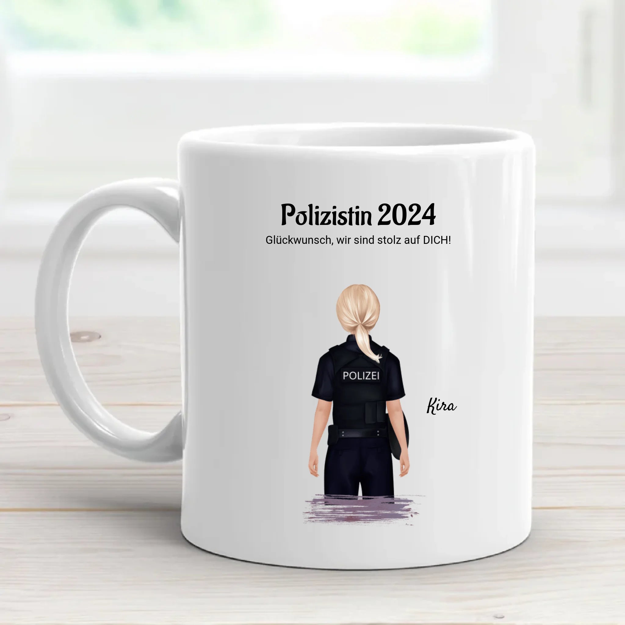 Geschenk Tasse zur bestandenen Prüfung Polizistin personalisiert - Cantty