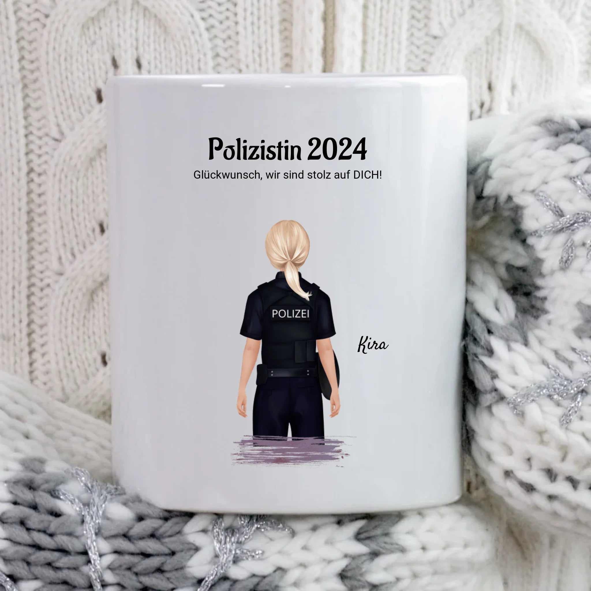 Geschenk Tasse zur bestandenen Prüfung Polizistin personalisiert - Cantty