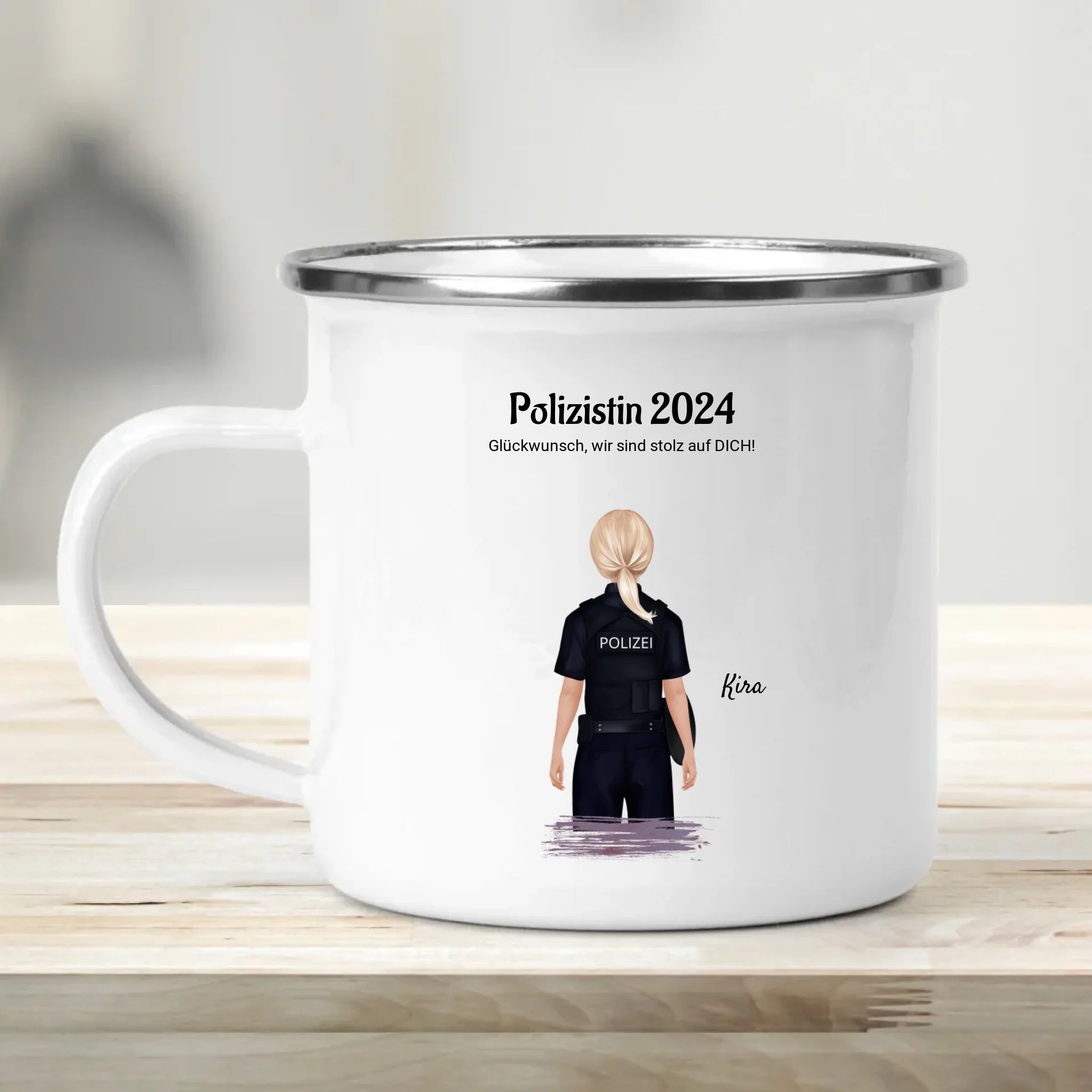 Geschenk Tasse zur bestandenen Prüfung Polizistin personalisiert - Cantty