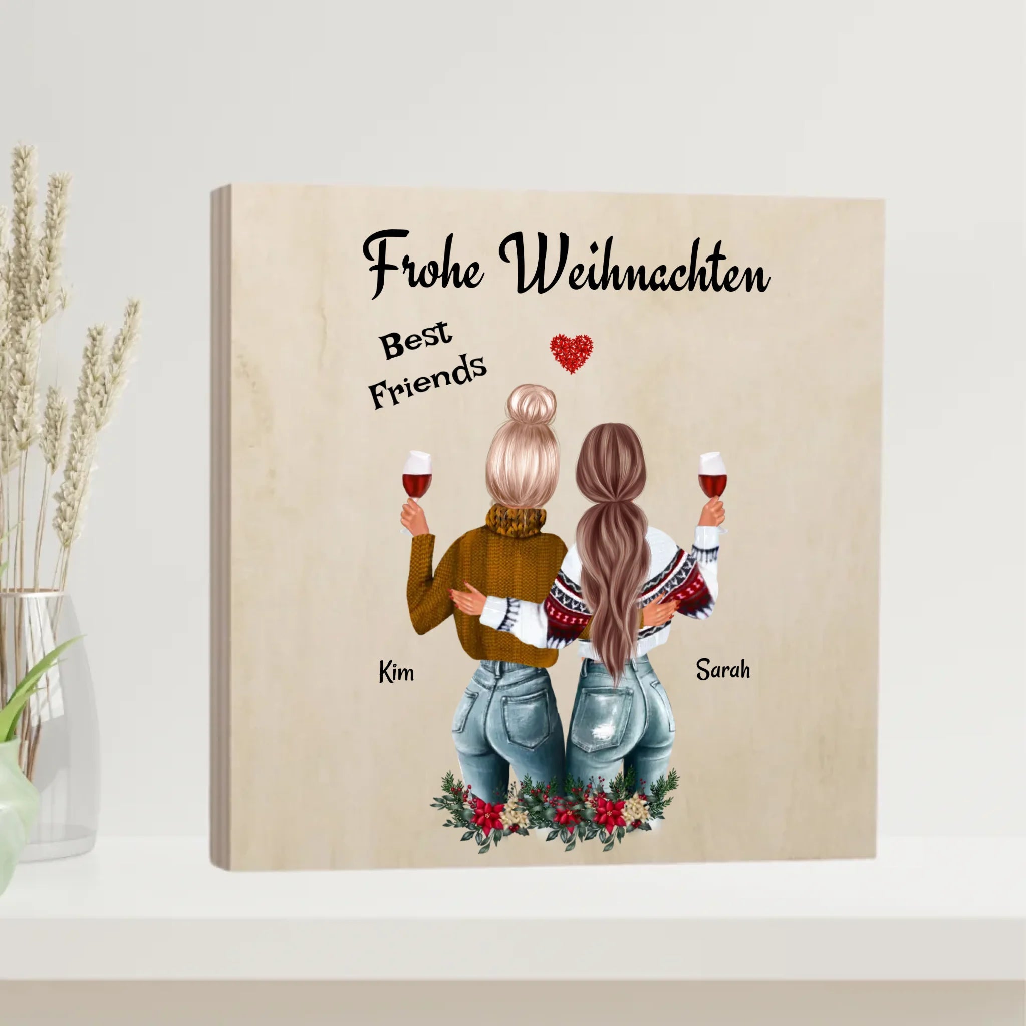 Geschenk Weihnachten beste Freundin Holzdruck Bild - Cantty