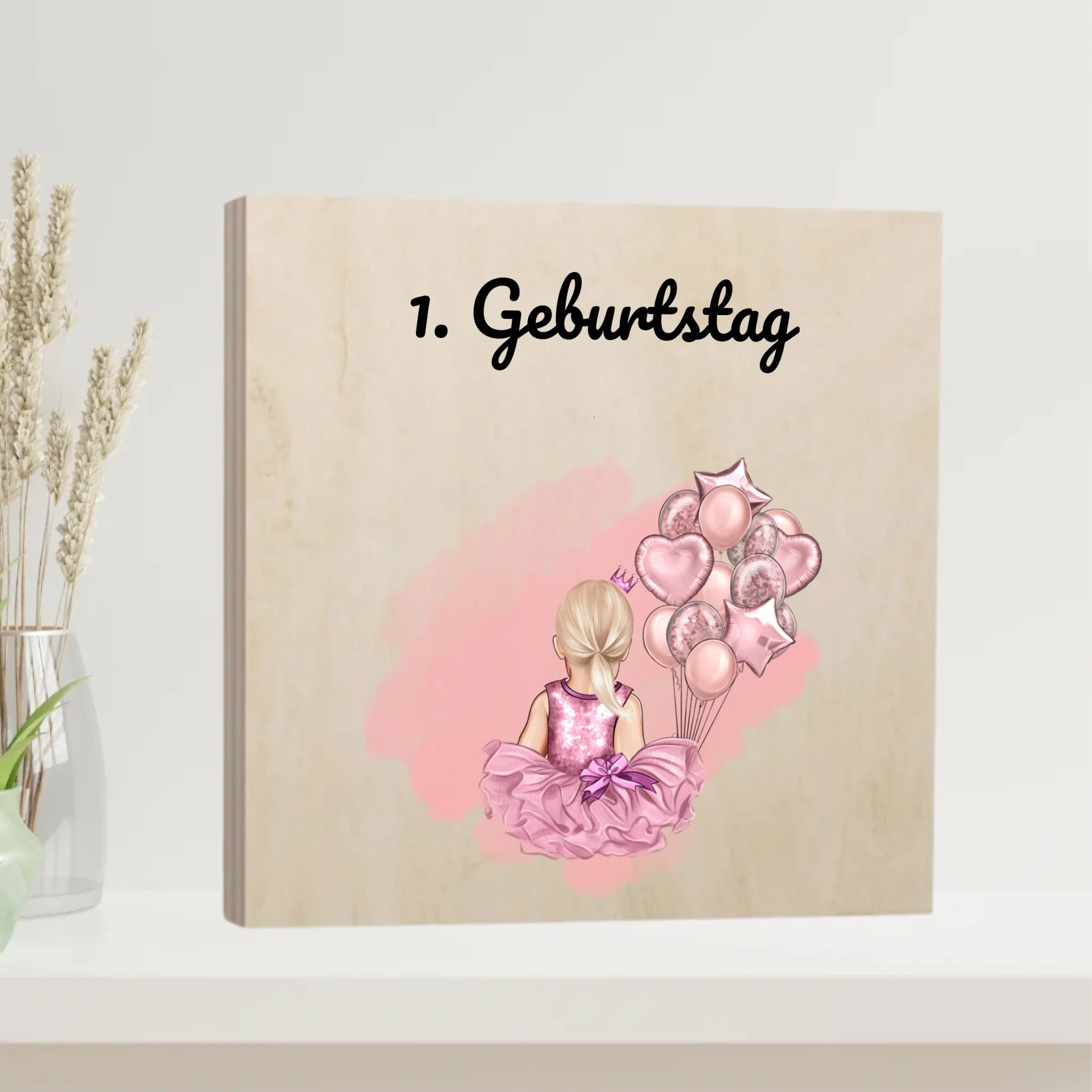Geschenk zum 1. Geburtstag Mädchen Holzdruck Bild - Cantty