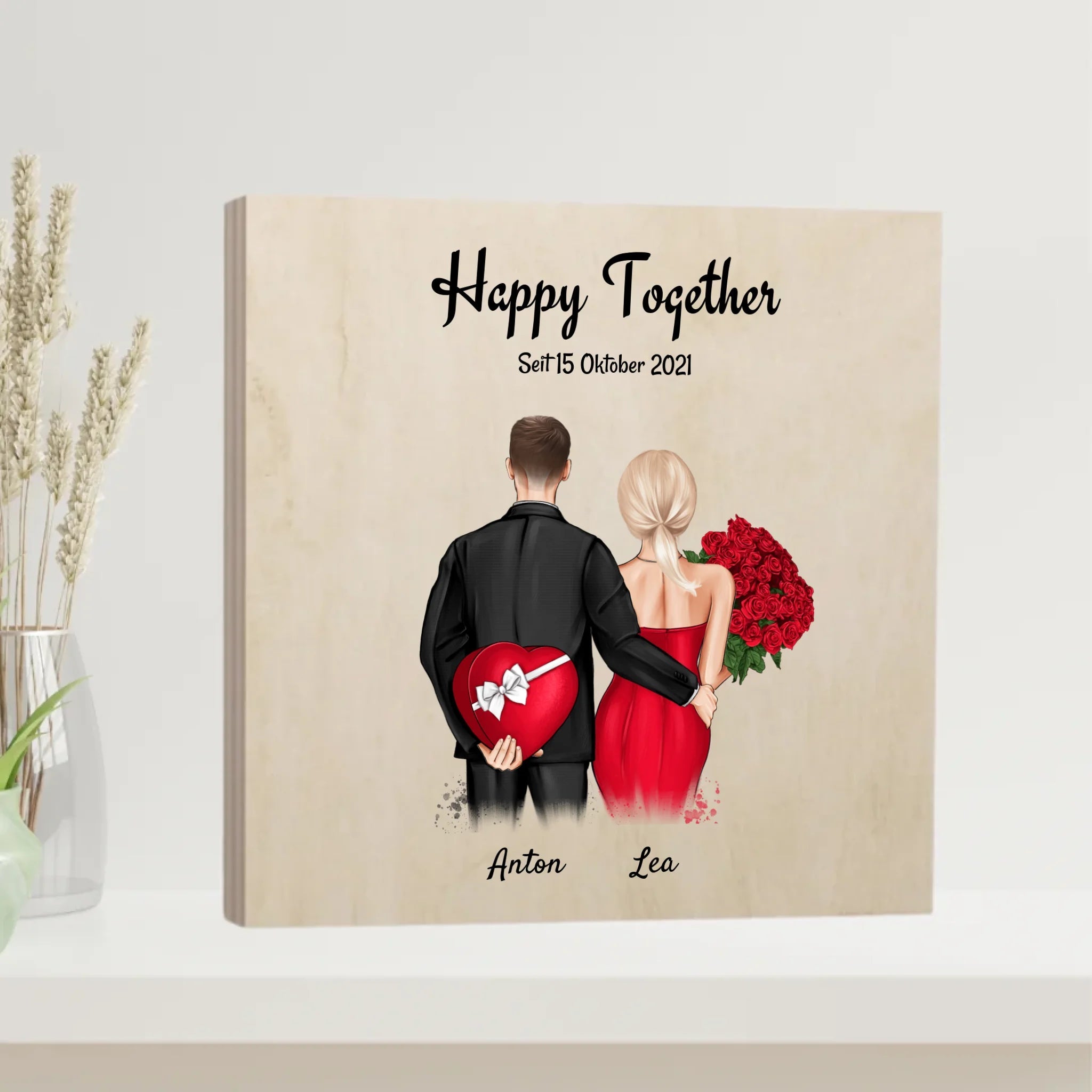 Geschenk zum 1/2/3/4/5 Jahrestag Holzbild für Sie - Cantty