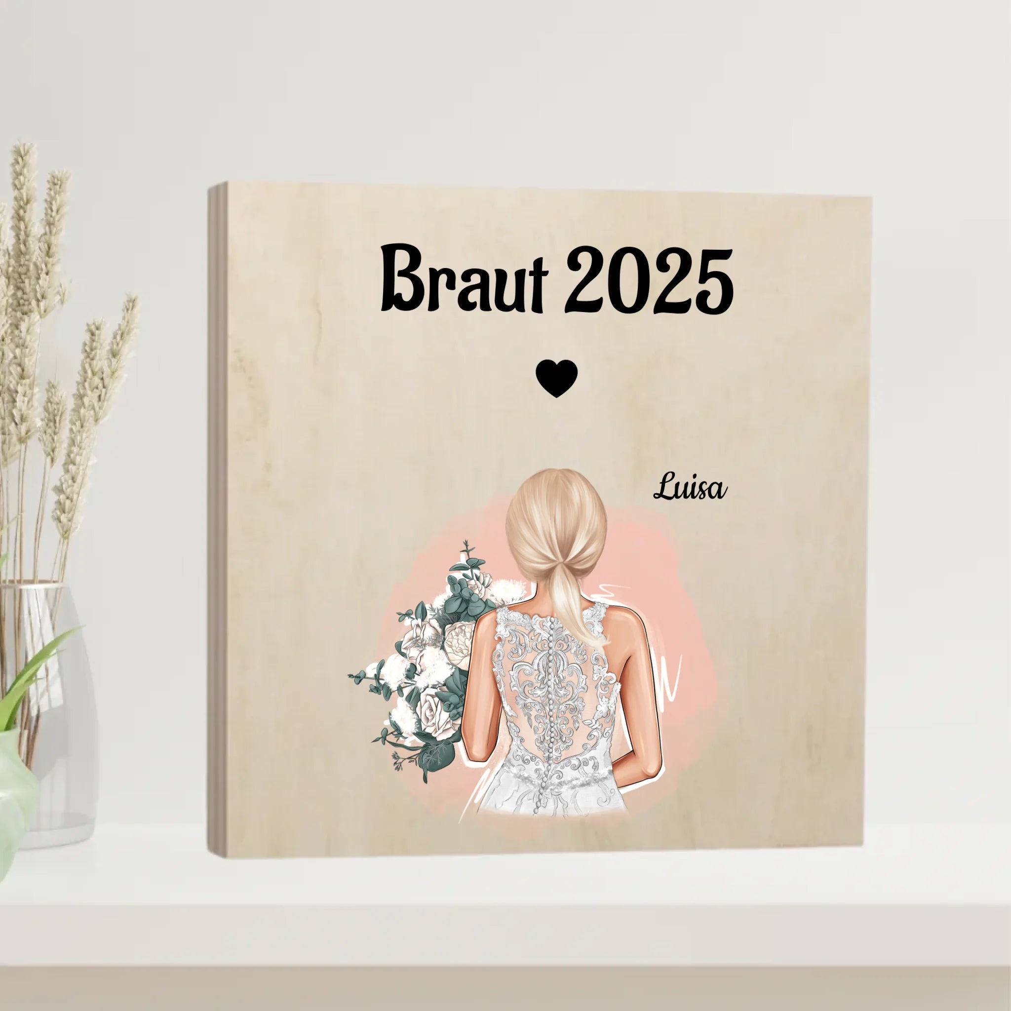 Geschenkidee für Braut Holzdruck Bild personalisiert - Cantty