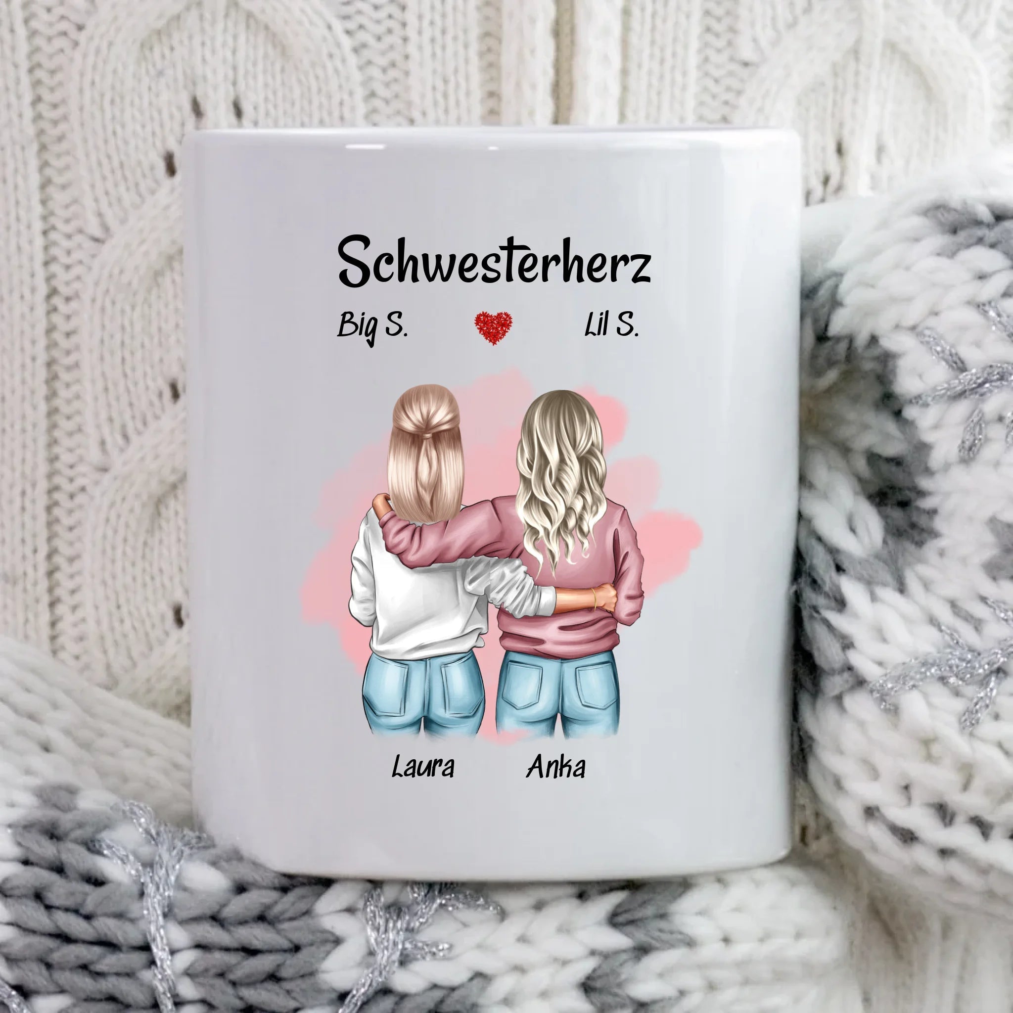 Große & Kleine Schwester Tasse Geschenk personalisiert - Cantty