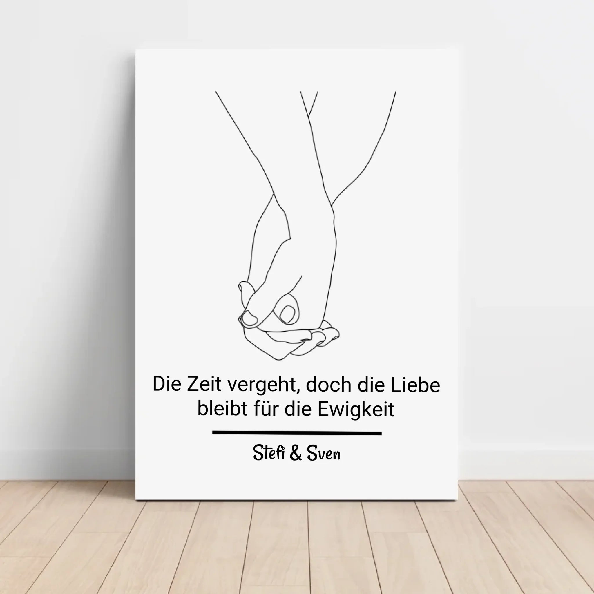 Hände Pärchen Linien Kunst Geschenk zum Jahrestag personalisiert mit Spruch und Namen - Cantty
