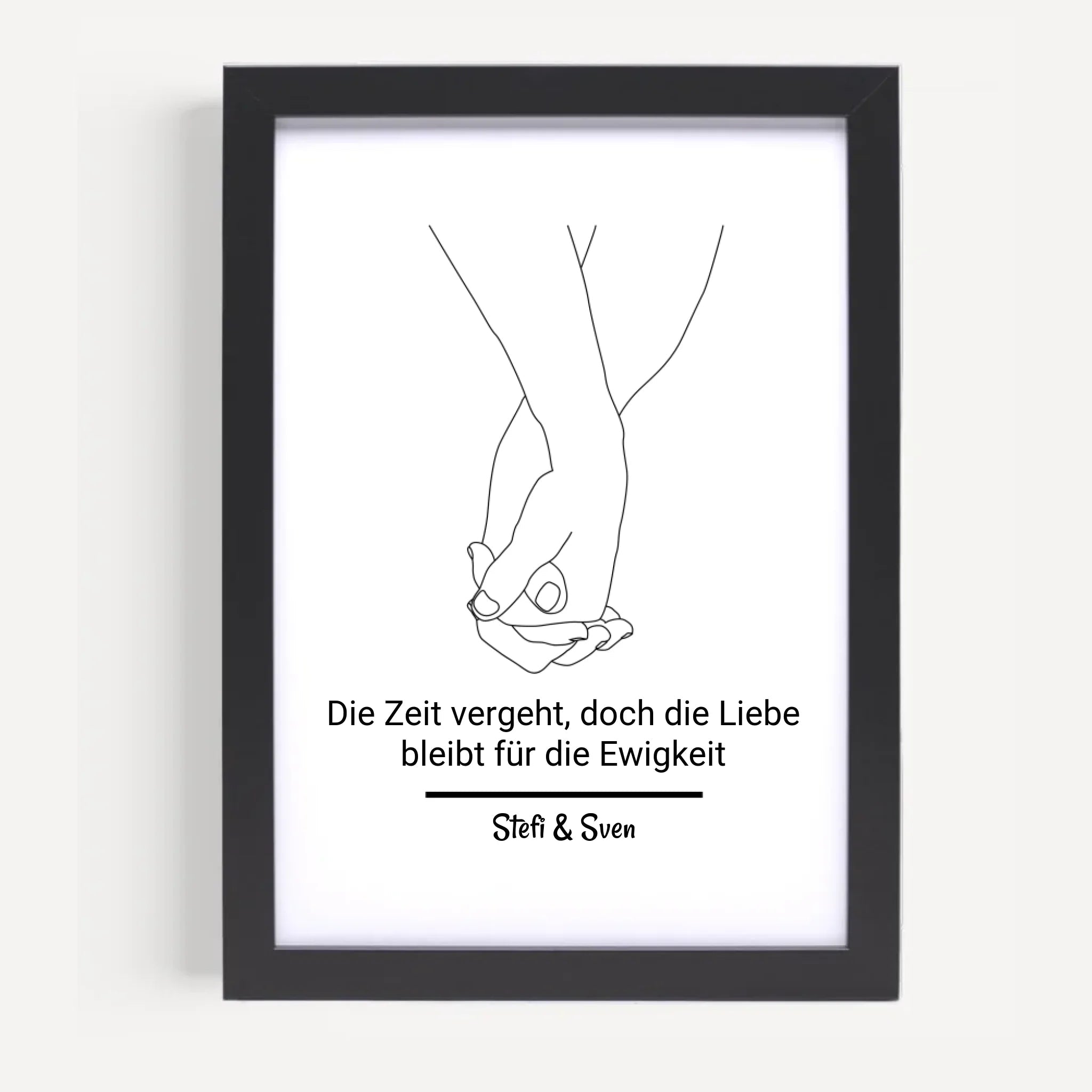 Hände Pärchen Linien Kunst Geschenk zum Jahrestag personalisiert mit Spruch und Namen - Cantty