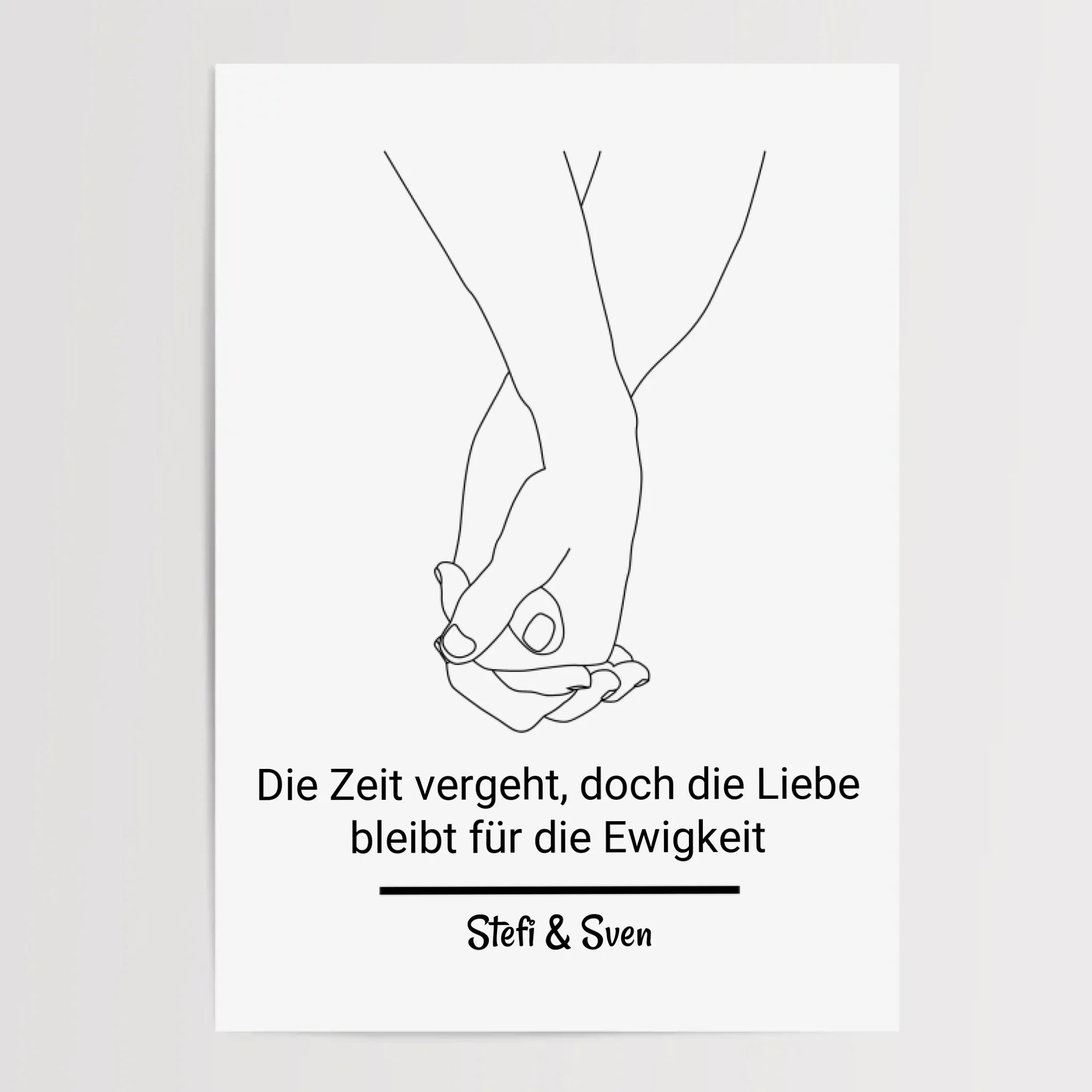 Hände Pärchen Linien Kunst Geschenk zum Jahrestag personalisiert mit Spruch und Namen - Cantty