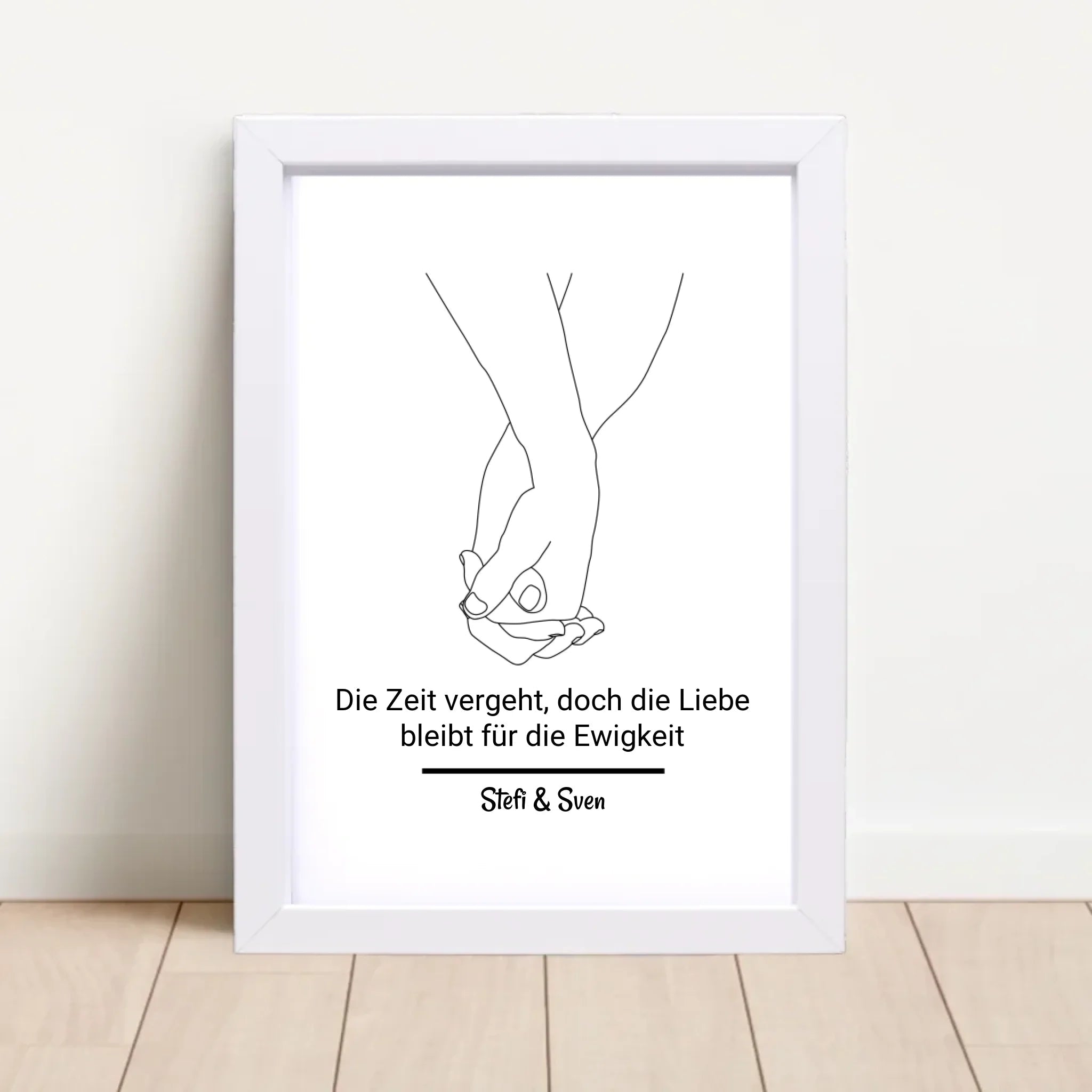 Hände Pärchen Linien Kunst Geschenk zum Jahrestag personalisiert mit Spruch und Namen - Cantty