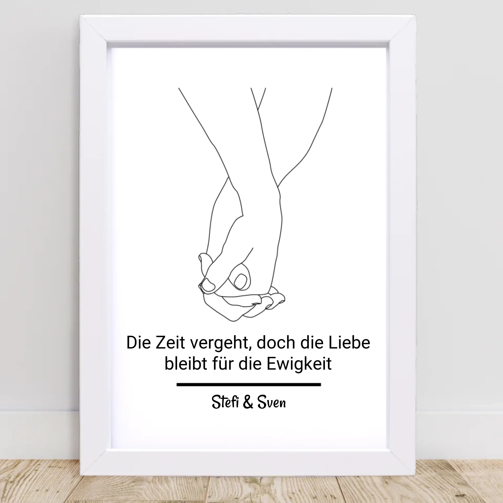Hände Pärchen Linien Kunst Geschenk zum Jahrestag personalisiert mit Spruch und Namen - Cantty