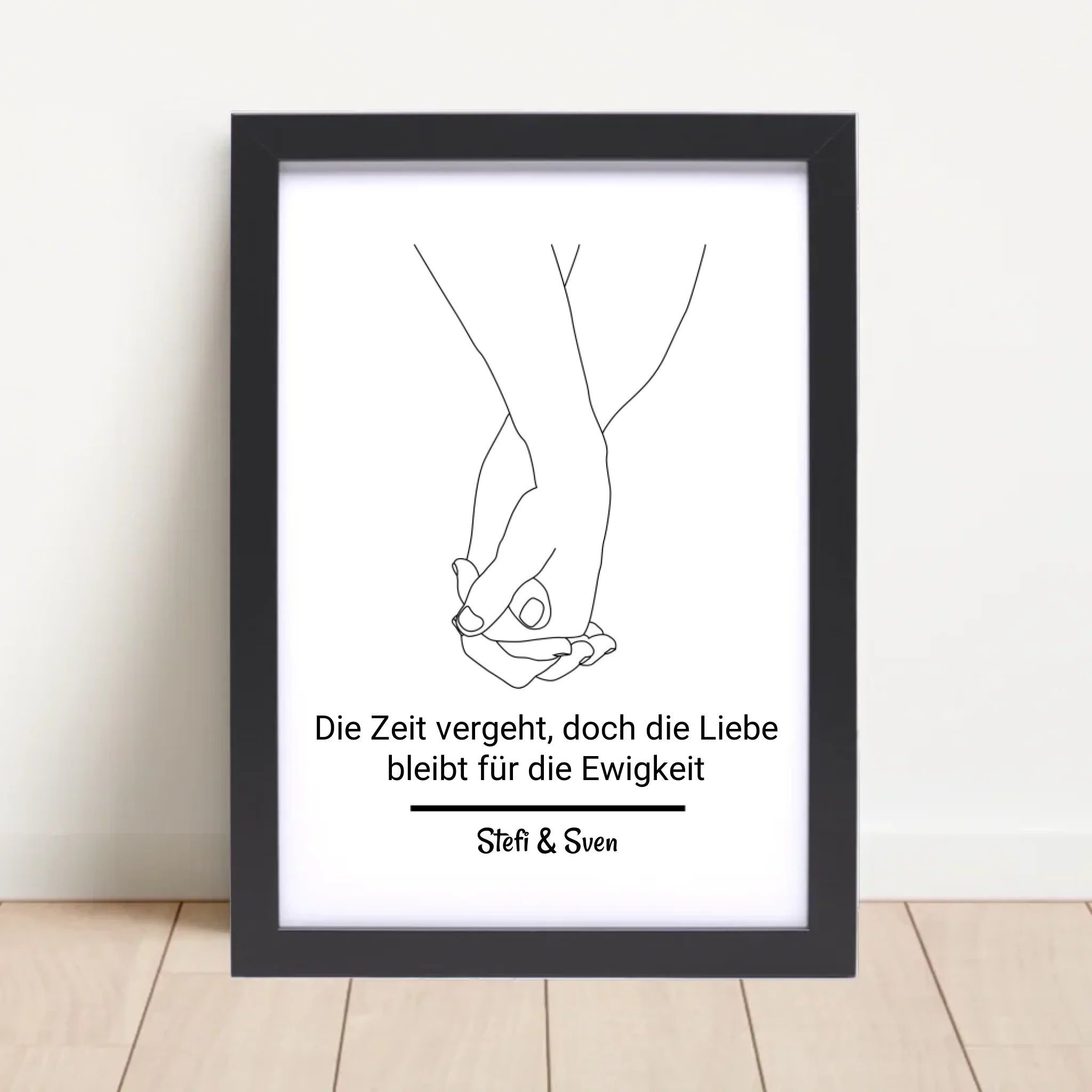 Hände Pärchen Linien Kunst Geschenk zum Jahrestag personalisiert mit Spruch und Namen - Cantty