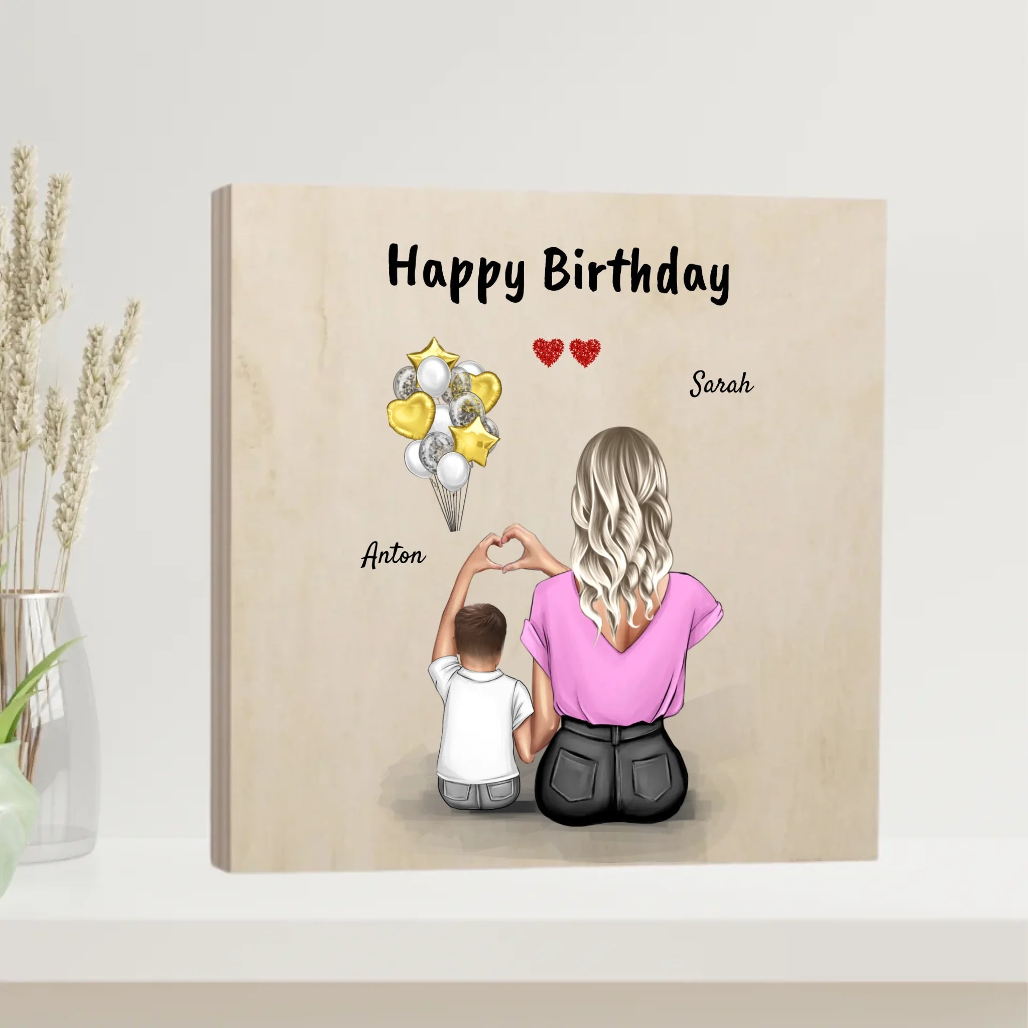 Happy Birthday Holzbild Geschenk von Patentante für Junge - Cantty