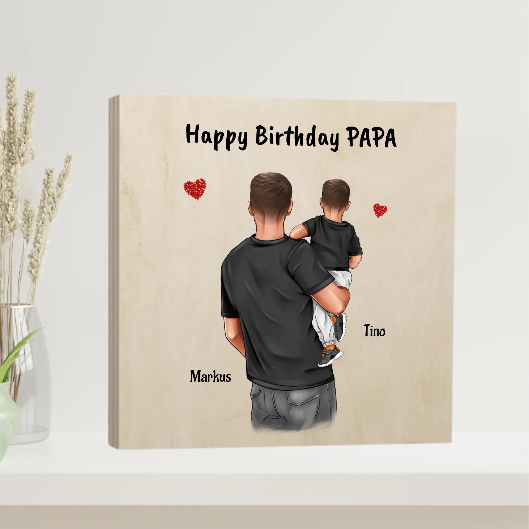 Happy Birthday Papa Sohn Holzbild Geschenk - Cantty