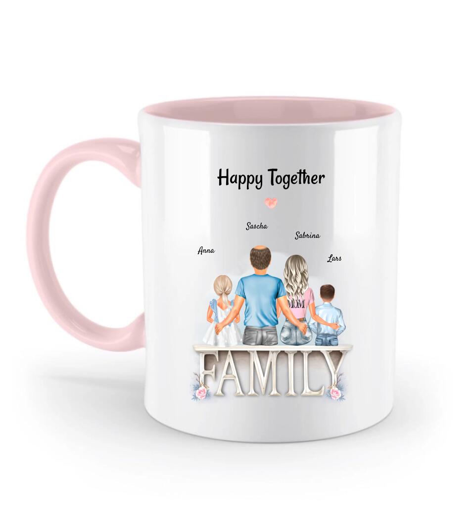 Happy Family Geschenk Tasse Eltern und 1 - 2 Kinder - Cantty