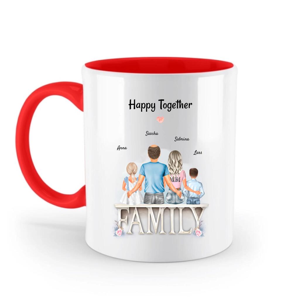 Happy Family Geschenk Tasse Eltern und 1 - 2 Kinder - Cantty