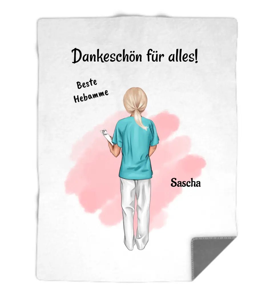 Hebamme Abschiedsgeschenk Decke personalisiert - Cantty