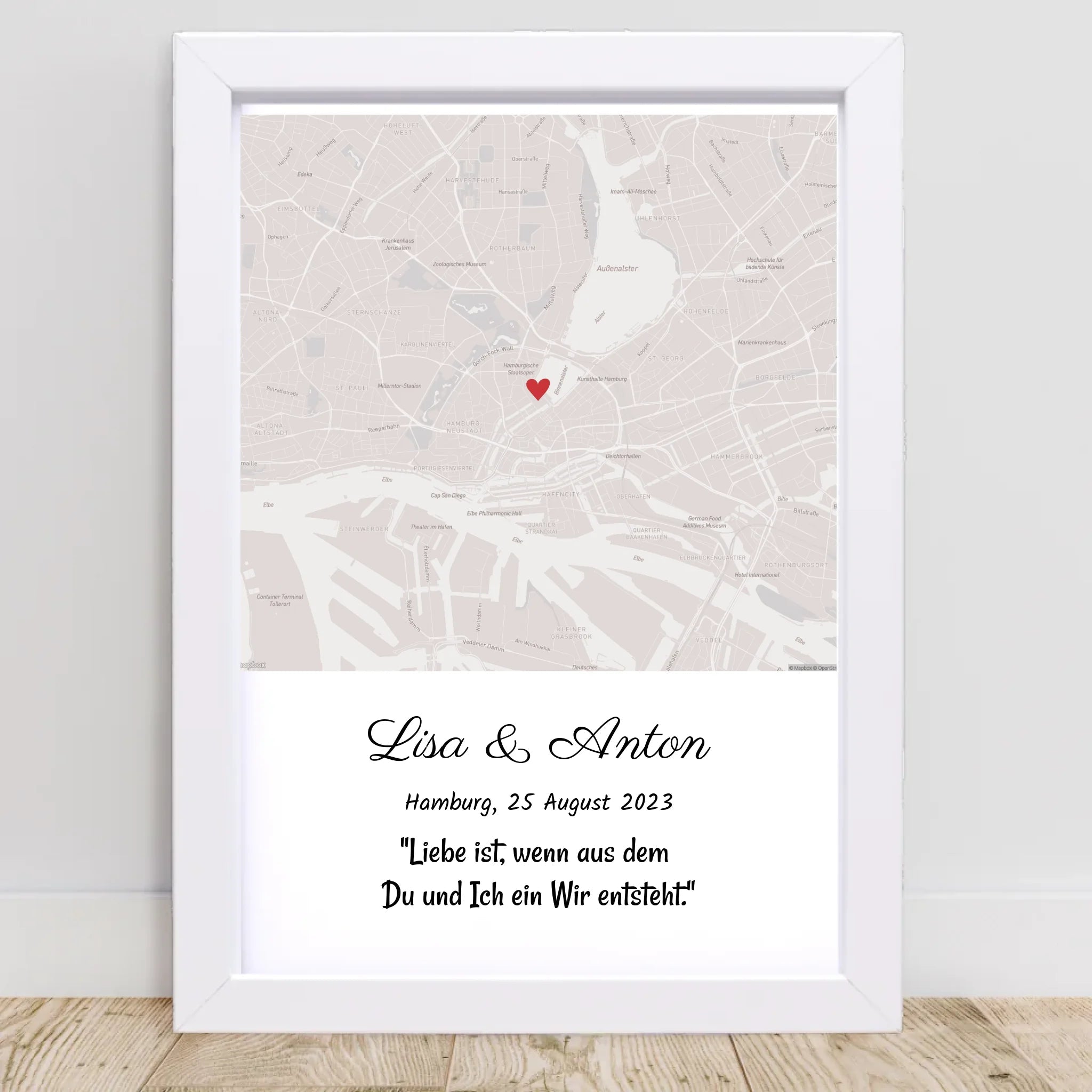 Hochzeitsgeschenk Stadtkarte Bild Pärchen Geschenk personalisiert zur Hochzeit Jahrestag Verlobung Hochzeitstag - Cantty